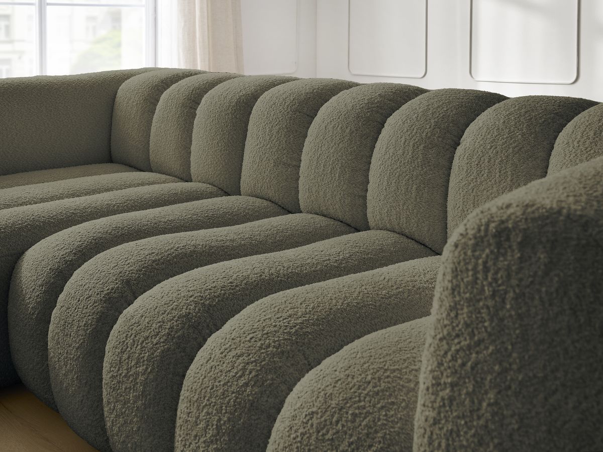 Bobochic Talia Ecksofa Bouclé-Stoff Grün Ecke links