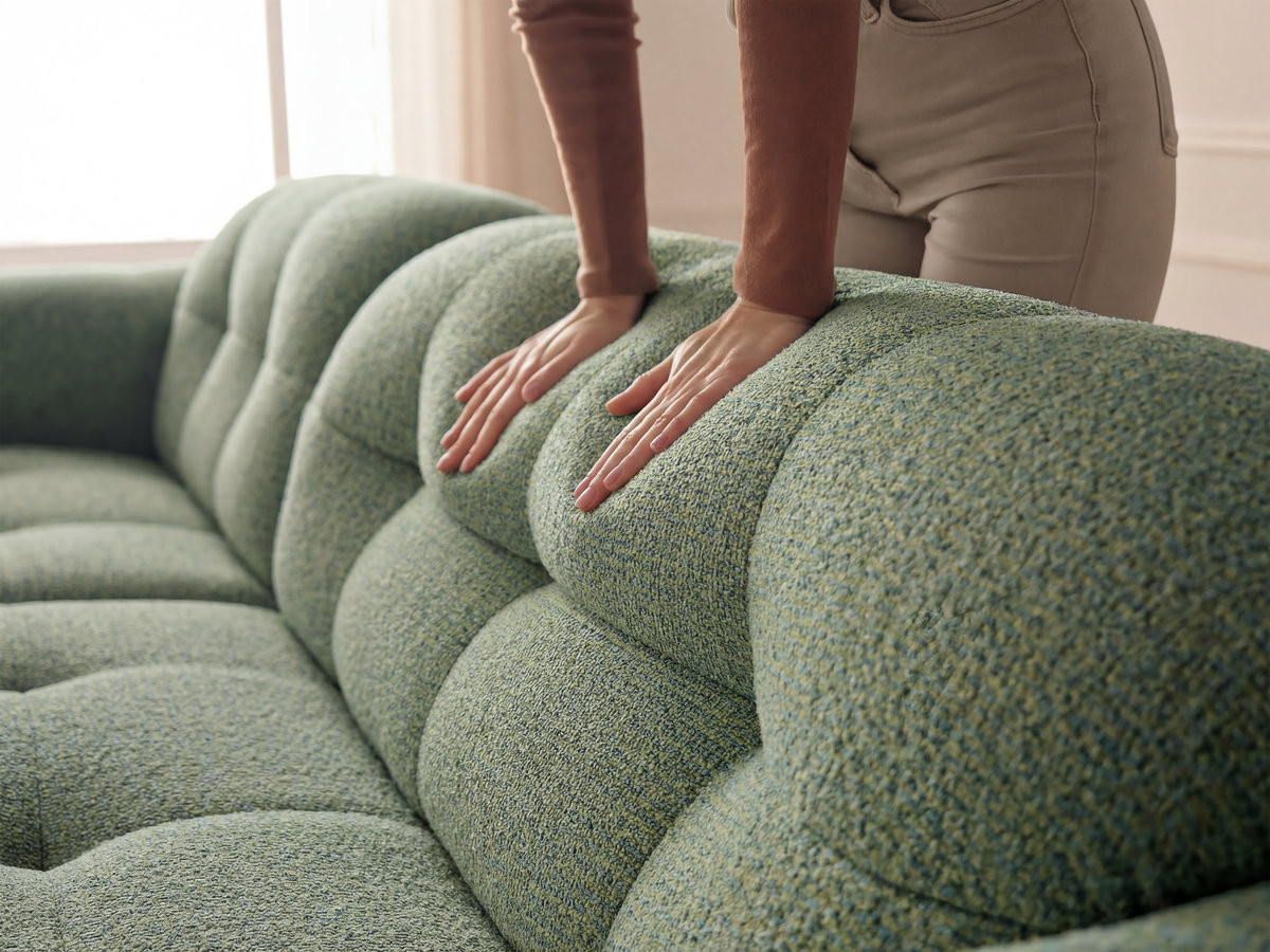 Bobochic Laura Sofa 3-Sitzer Melange-Stoff Hellgrün
