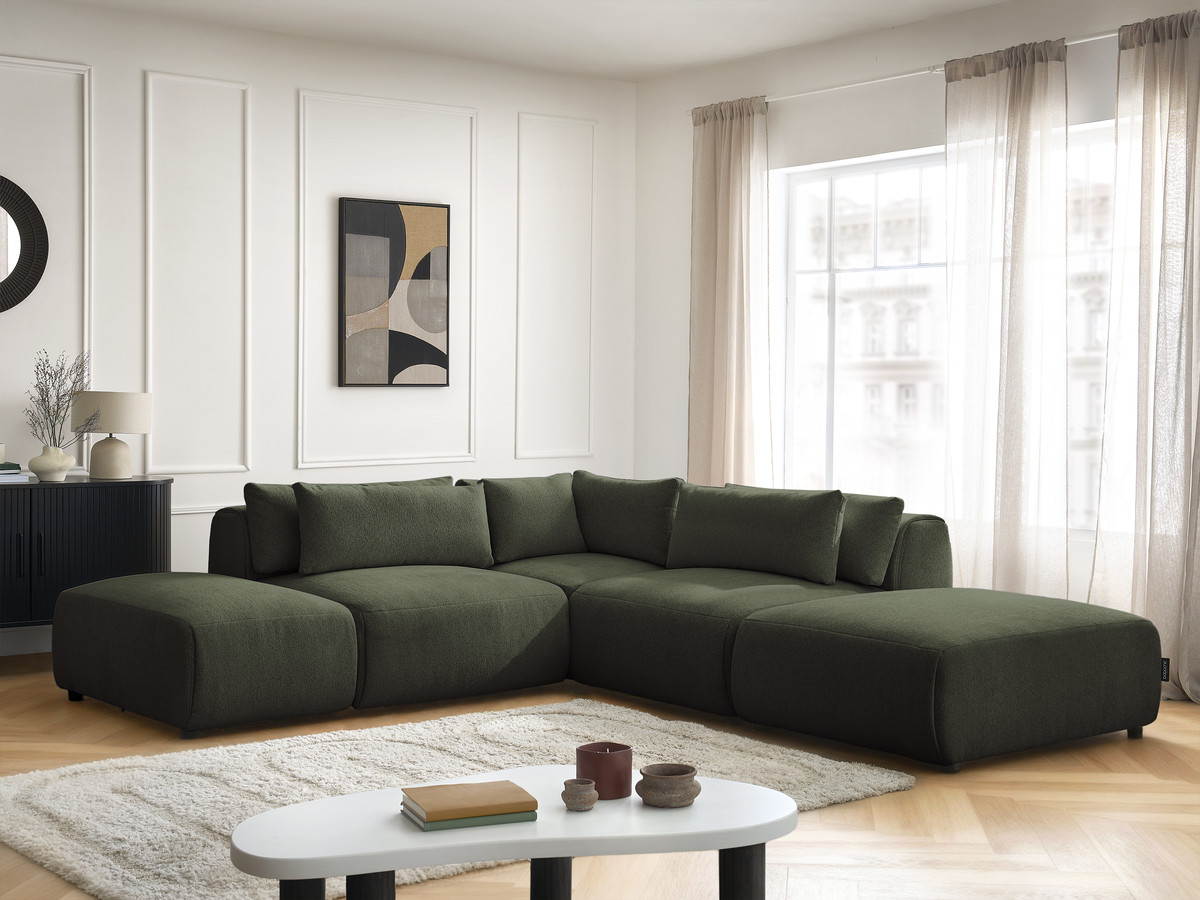 Bobochic Jana Ecksofa Melange-Stoff Grün