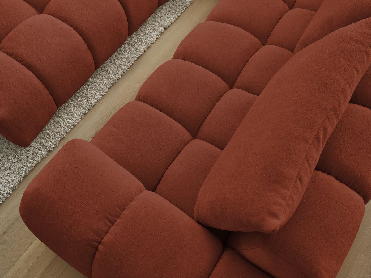 Bobochic Everest Ecksofa mit Schlaffunktion und Pouf, 4 Kissen Strukturstoff Orange Ecke links