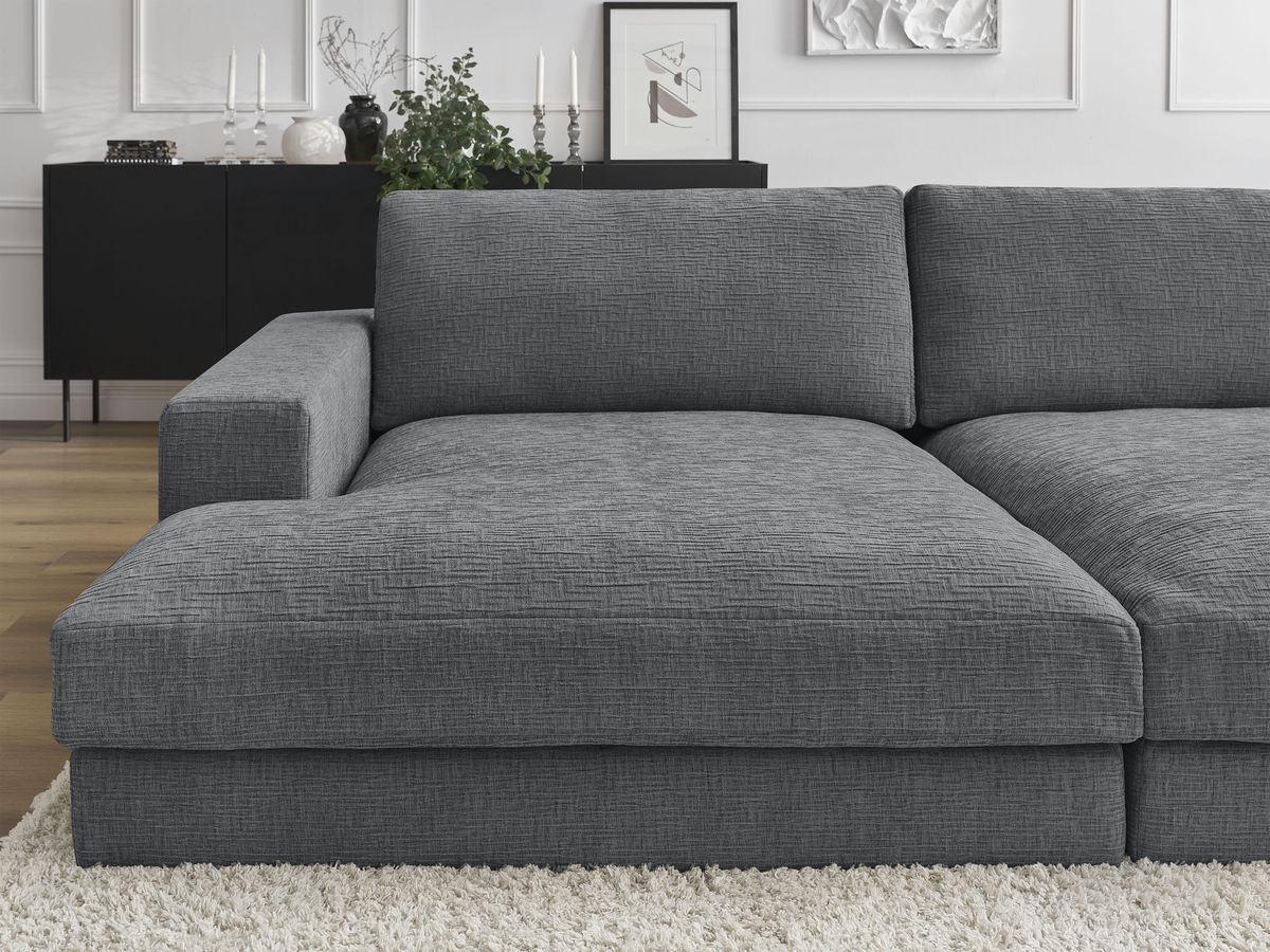 Bobochic Leonard Sofa 4-Sitzer 234 × 159 cm Strukturstoff Dunkelgrau