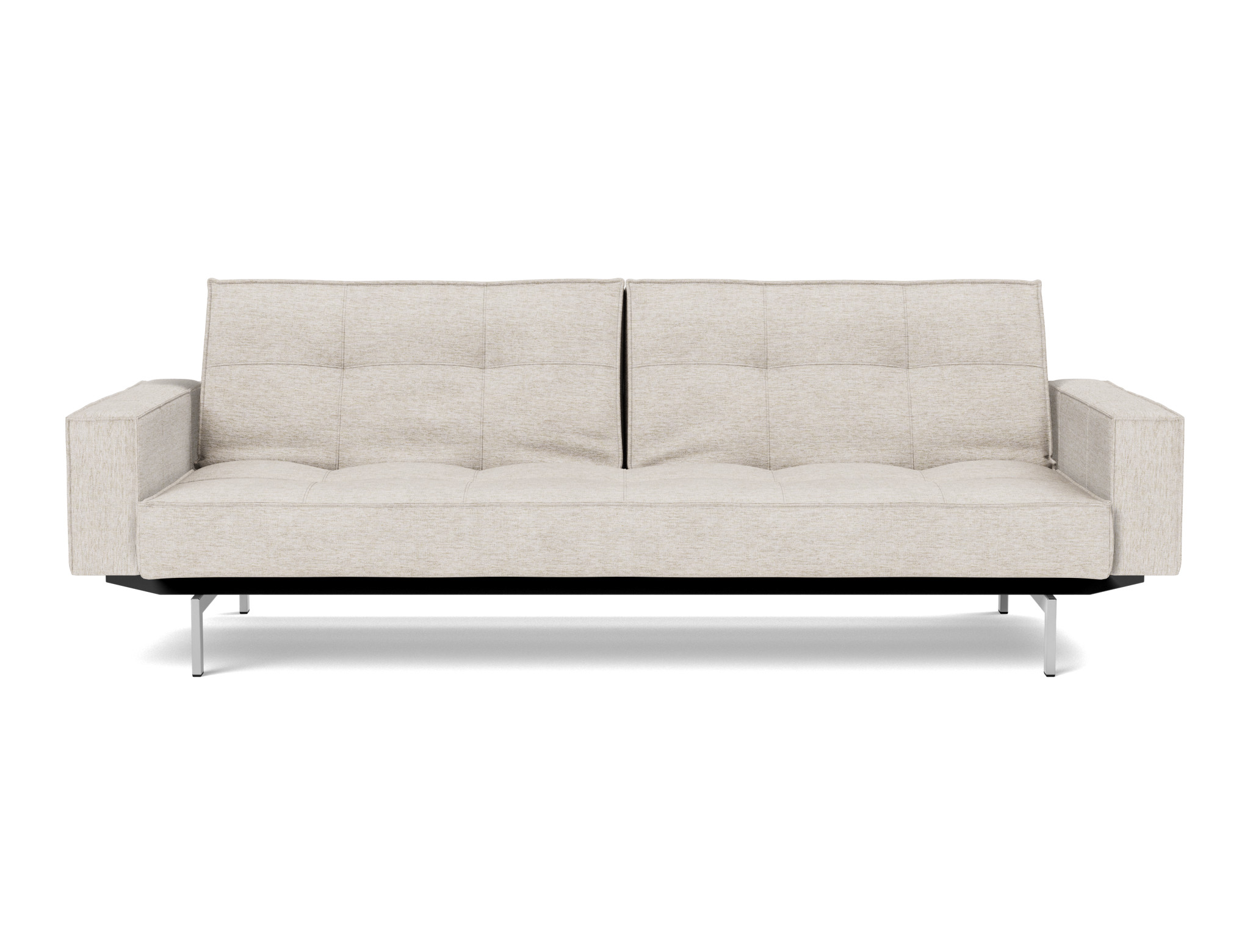 Schlafsofa Splitback mit Armlehnen Chenille Yuveno 470-Natural Beine Chrom