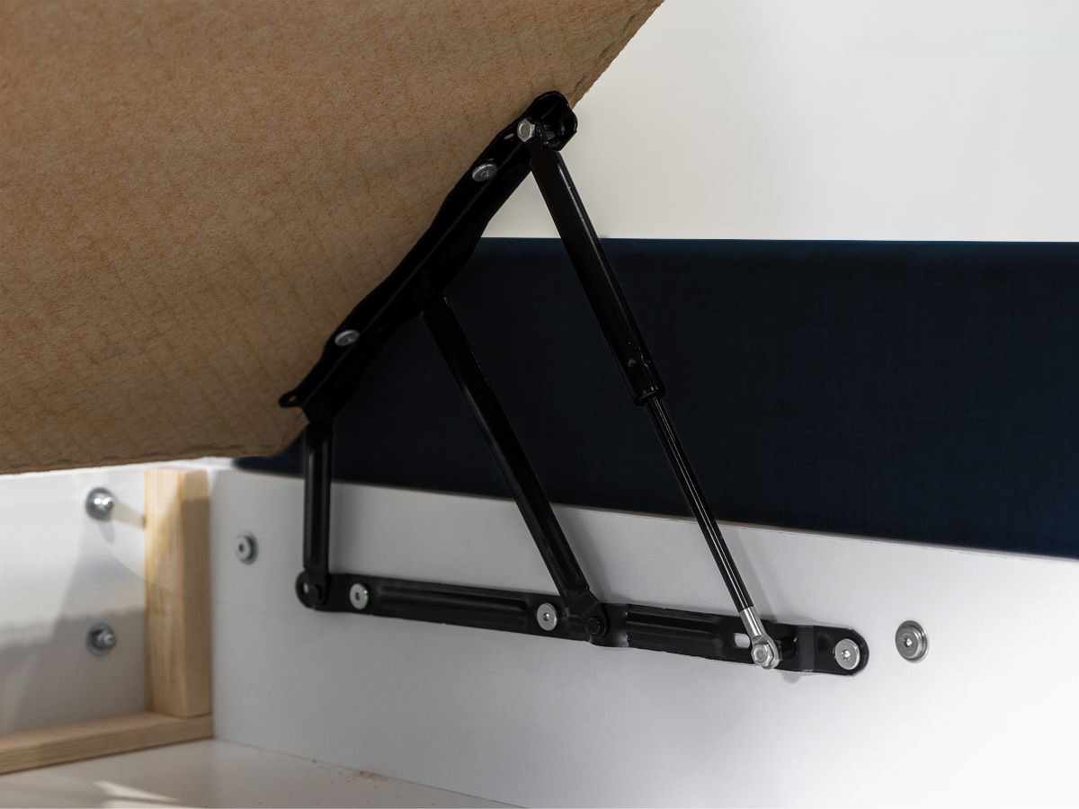 Bobochic Jade Polsterbett mit Bettkasten Stoff Blau, Liegefläche 140 × 190 cm