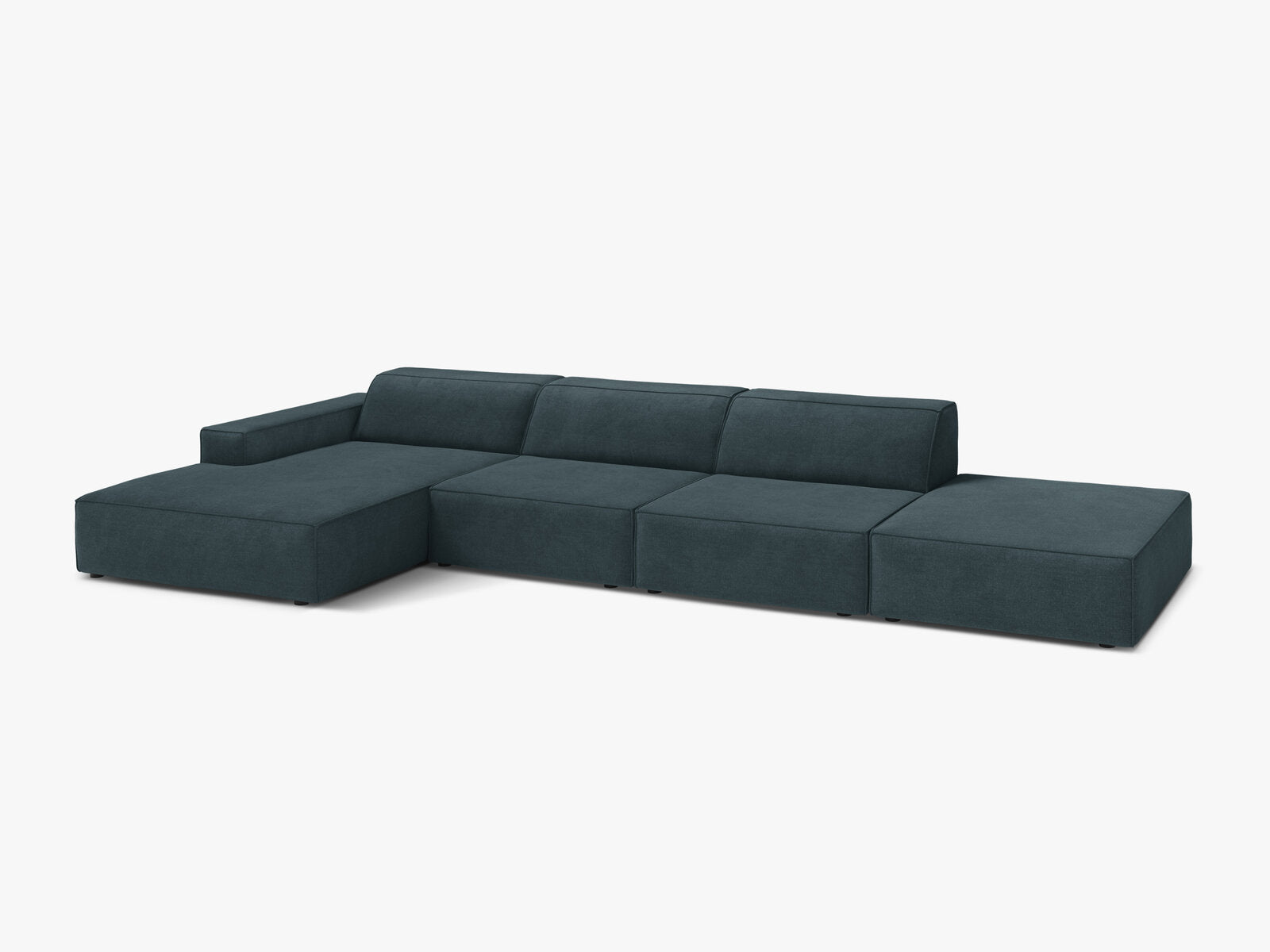 Micadoni Ecksofa Jodie 5-Sitzer Strukturierter Stoff Liberty Dunkel Petrol Links