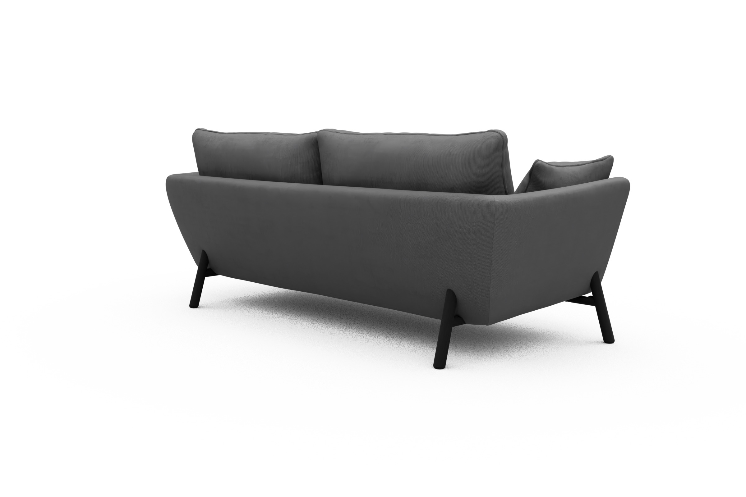 Sofa Emil 3-Sitzer Beinfarbe Eiche Schwarz Cordufine-Grey