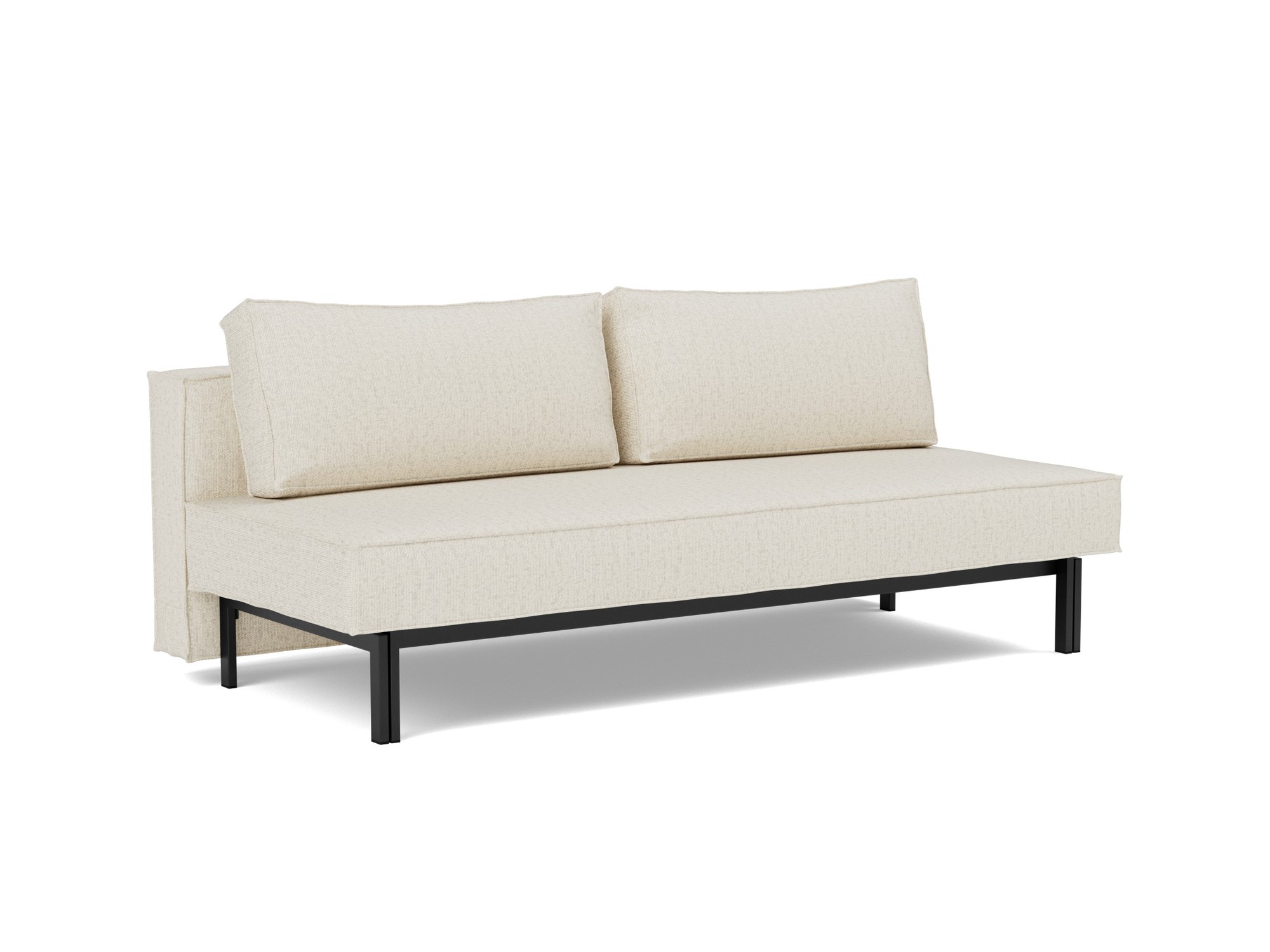 Schlafsofa Sly Boucle Skandi 531-Off-White Beine Schwarzes Metall