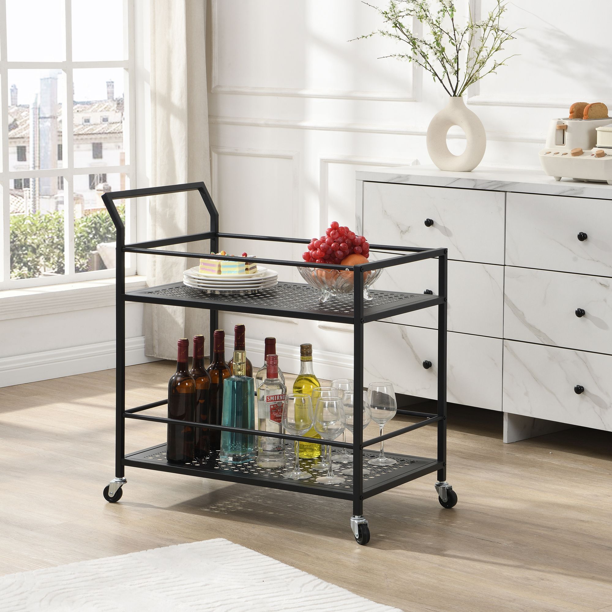 Servierwagen Innvik Metall Schwarz 79 × 45 × 83 cm