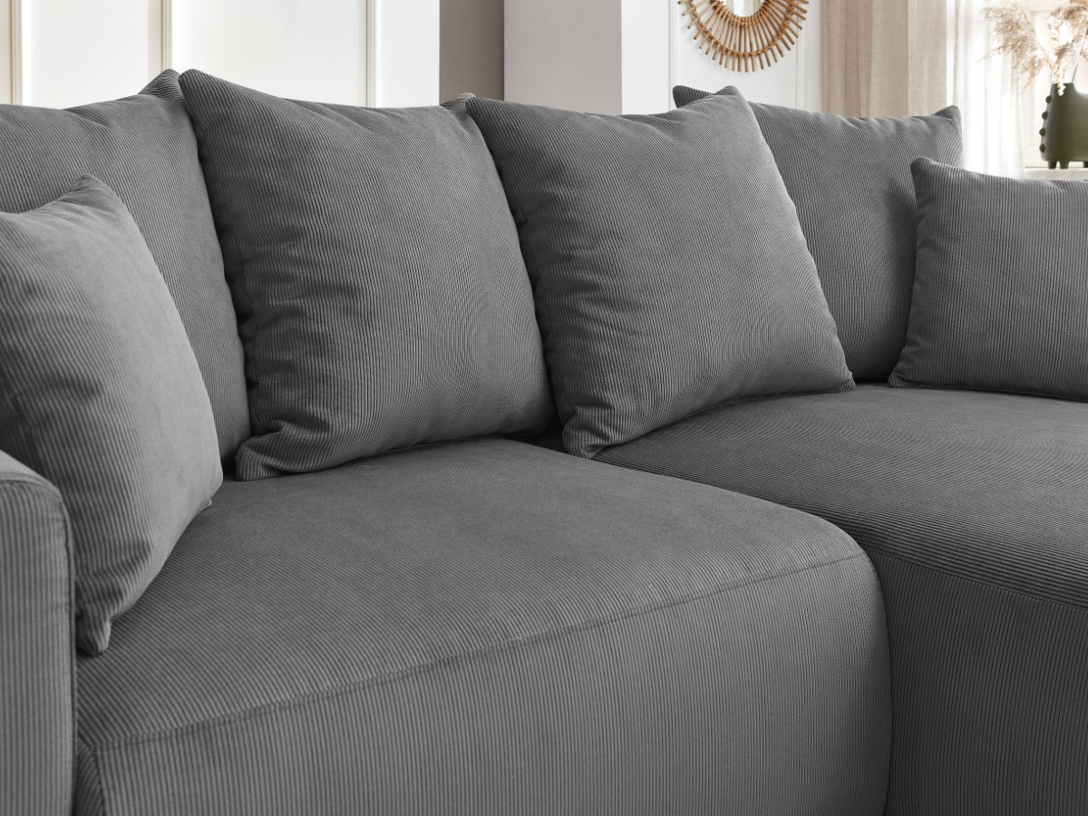 Bobochic Enjoy Ecksofa Cordsamt Dunkelgrau Ecke rechts