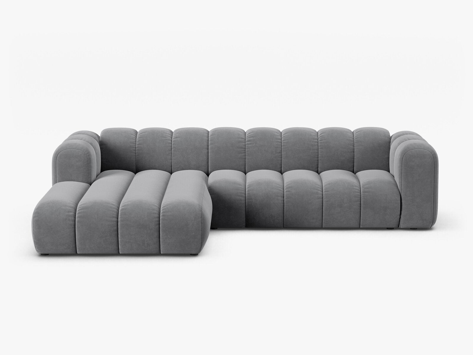 Micadoni Modulares Ecksofa Lupine 4-Sitzer Links Samt Salvador Grau