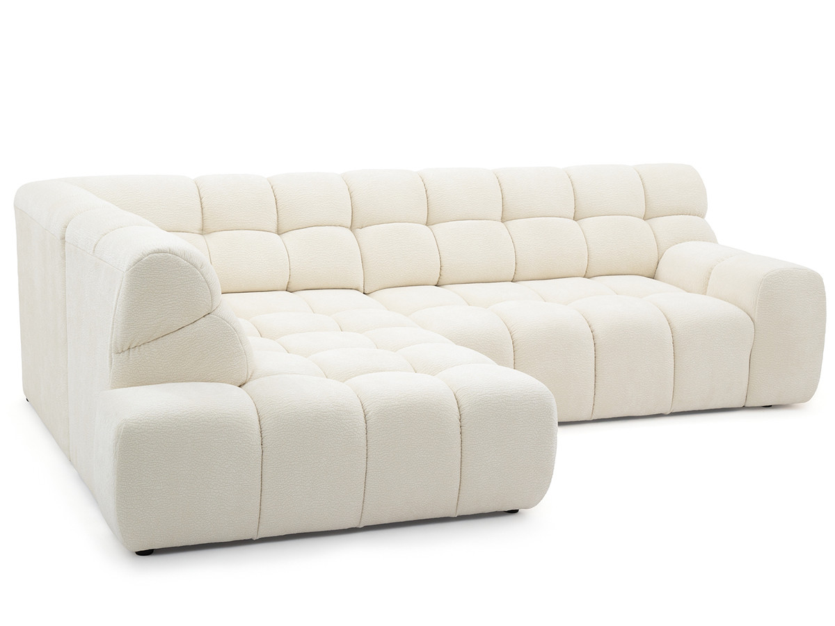 Bobochic Andre Ecksofa mit Schlaffunktion Chenille Weiß Ecke links