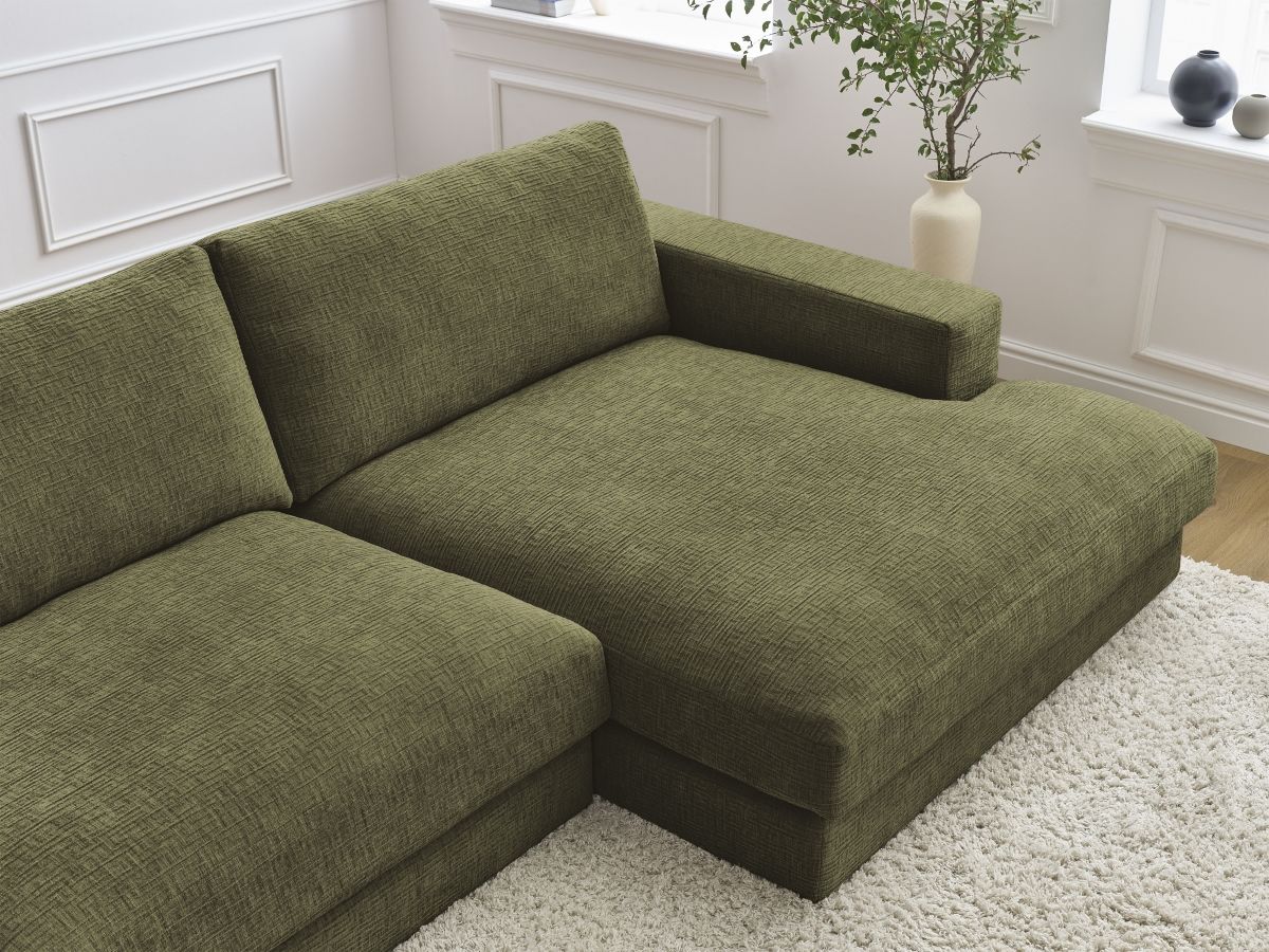 Bobochic Leonard Ecksofa 234 × 159 cm Strukturstoff Grün Ecke rechts