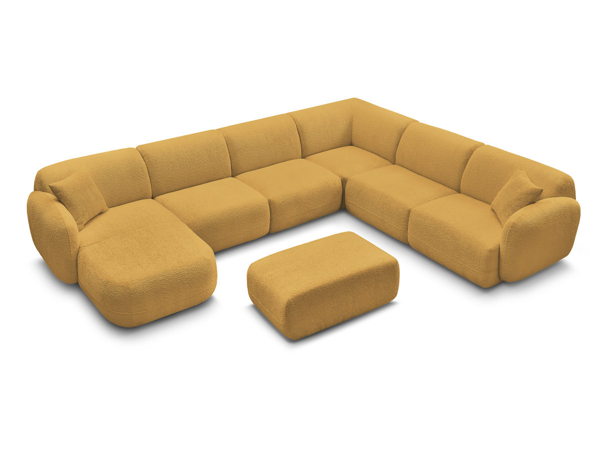 Bobochic Anda Wohnlandschaft mit Pouf 373 × 289 cm Chenille Gelb Ecke rechts