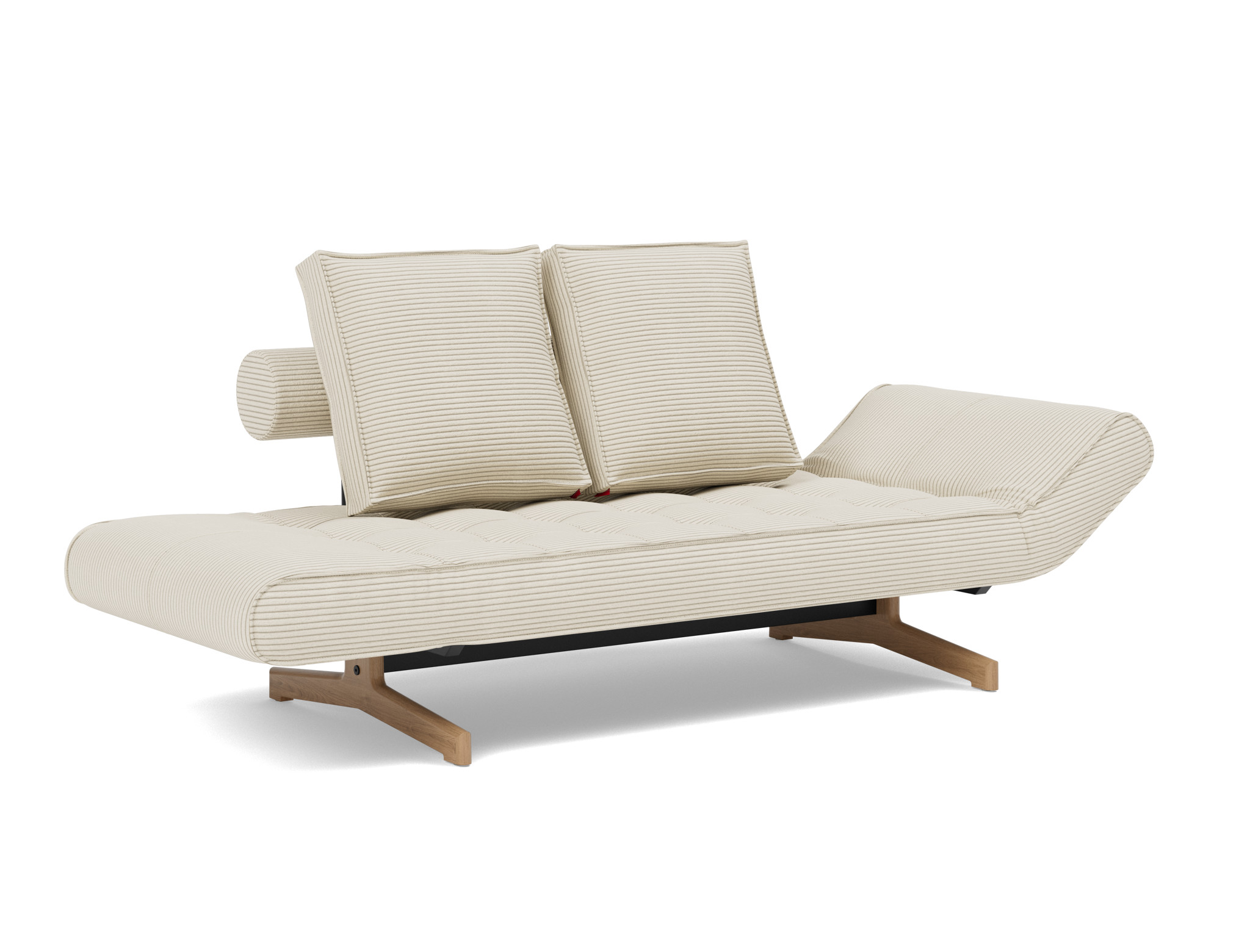 Tagesbett Ghia Kord Corduroy 594-Ivory Beine Eiche
