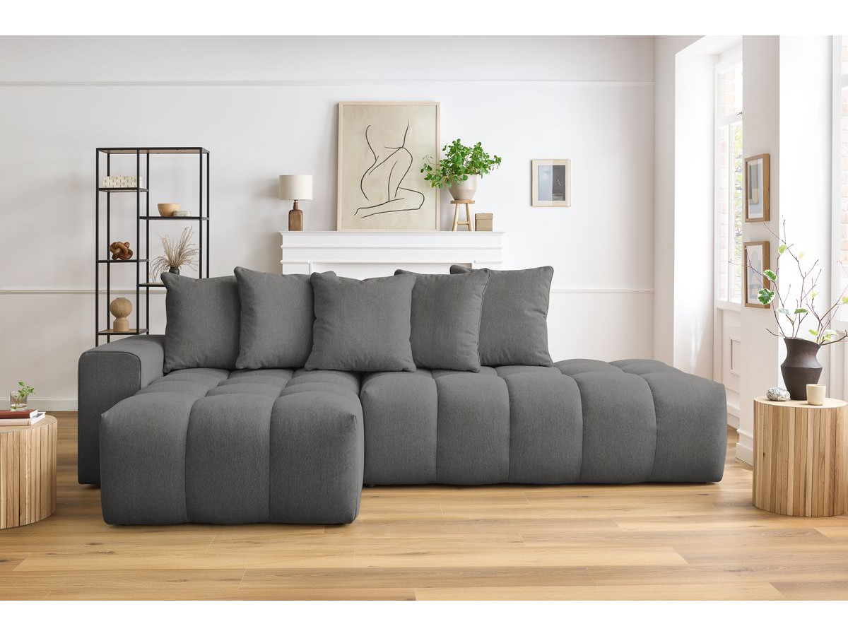 Bobochic Mont-blanc Ecksofa Melange-Stoff Dunkelgrau Ecke links
