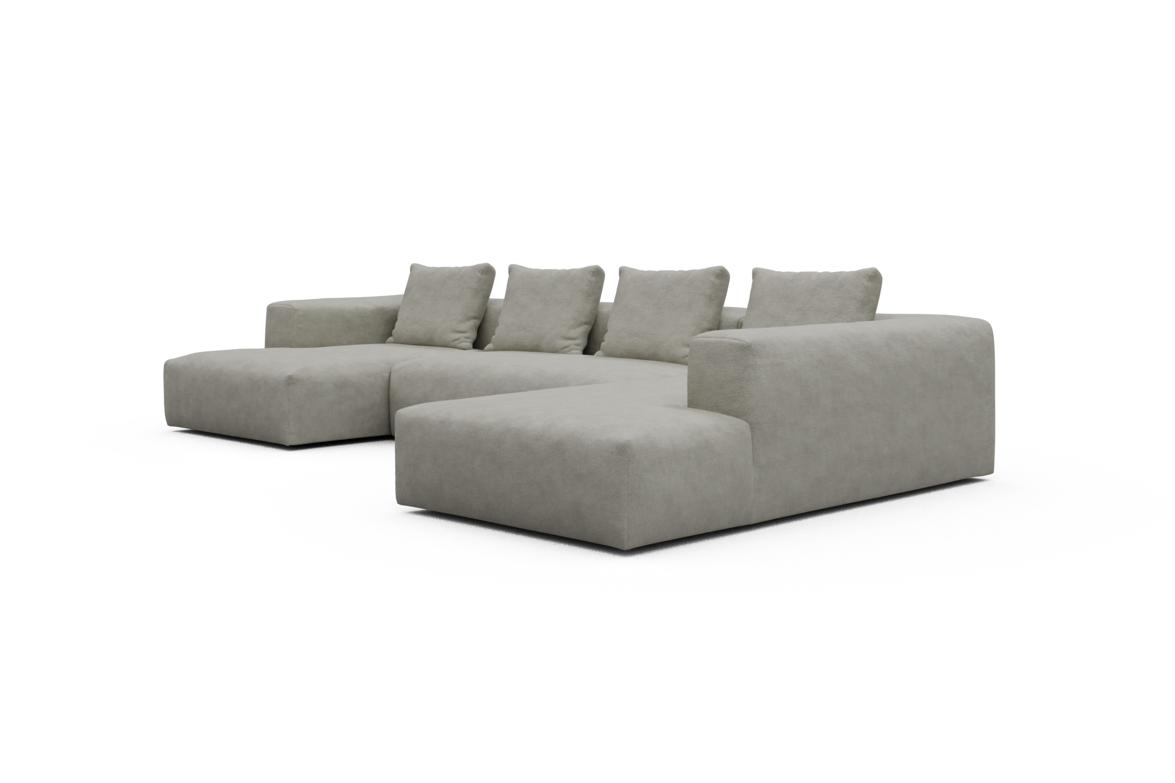Wohnlandschaft Fred Relax-Ecke rechts mit 2-Sitzer und Chaiselongue links Carreno-Moon-Stone-White
