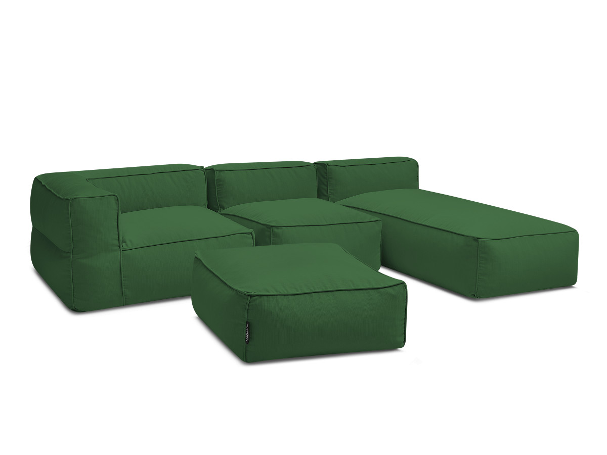 Bobochic Giulia Gartensofa 4-Sitzer mit Pouf, 1 Eckmodul Stoff Grün