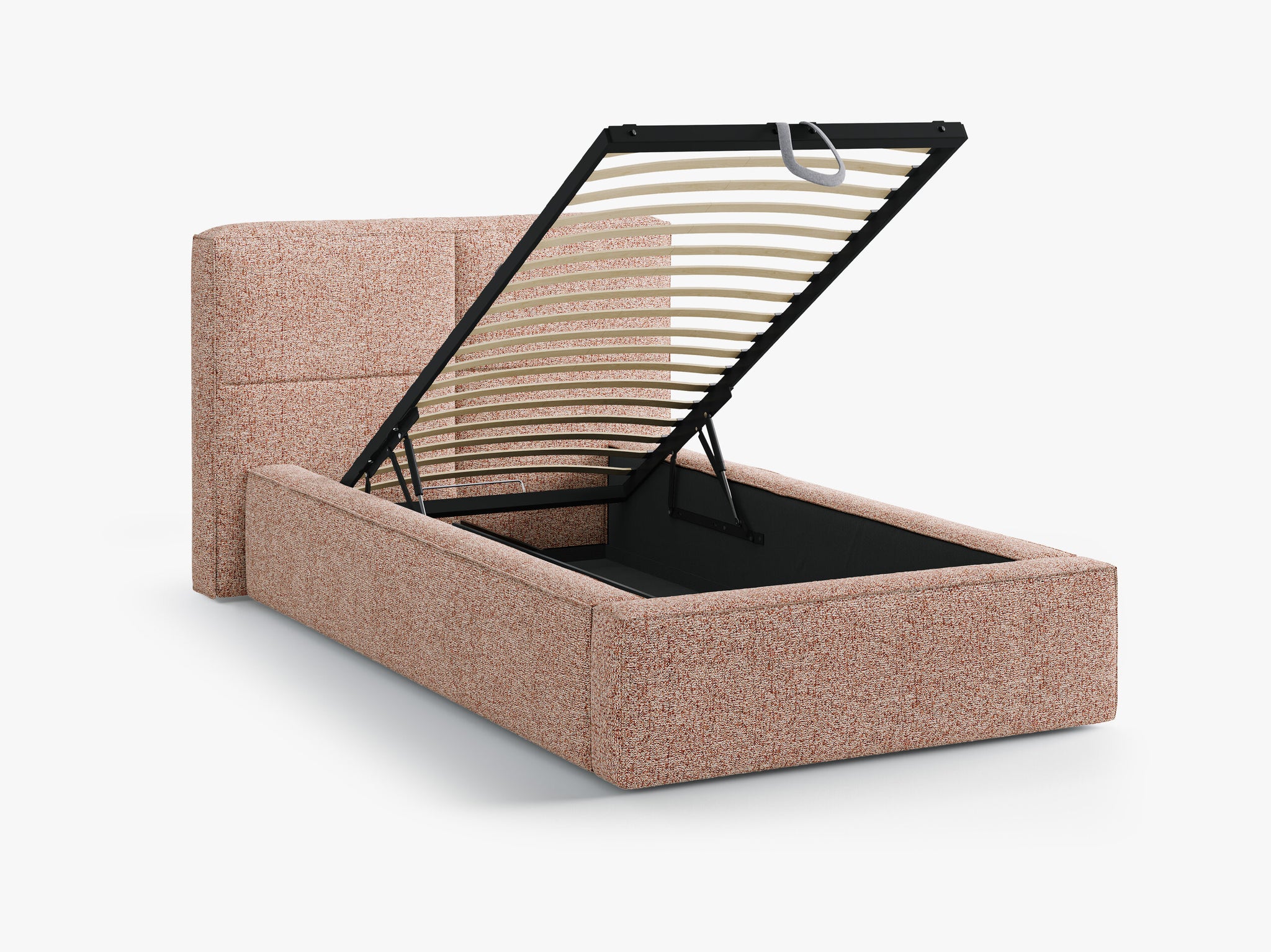 Micadoni Stauraumbett mit Kopfteil Darren Strukturierter Stoff Puente Rosa Melange 90x200