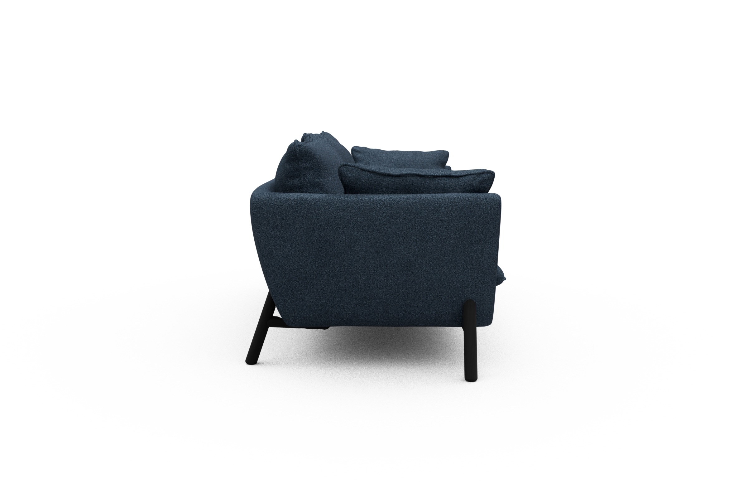 Sofa Emil PREMIUM 3-Sitzer Beinfarbe Eiche Schwarz Boucle-Blue