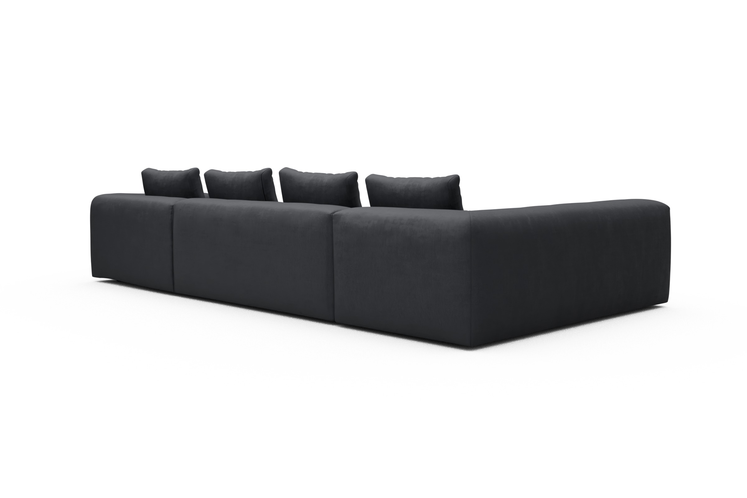 Wohnlandschaft Fred Chaiselongue rechts mit 2-Sitzer und lange Armlehne links Cordufine-Slate-Grey