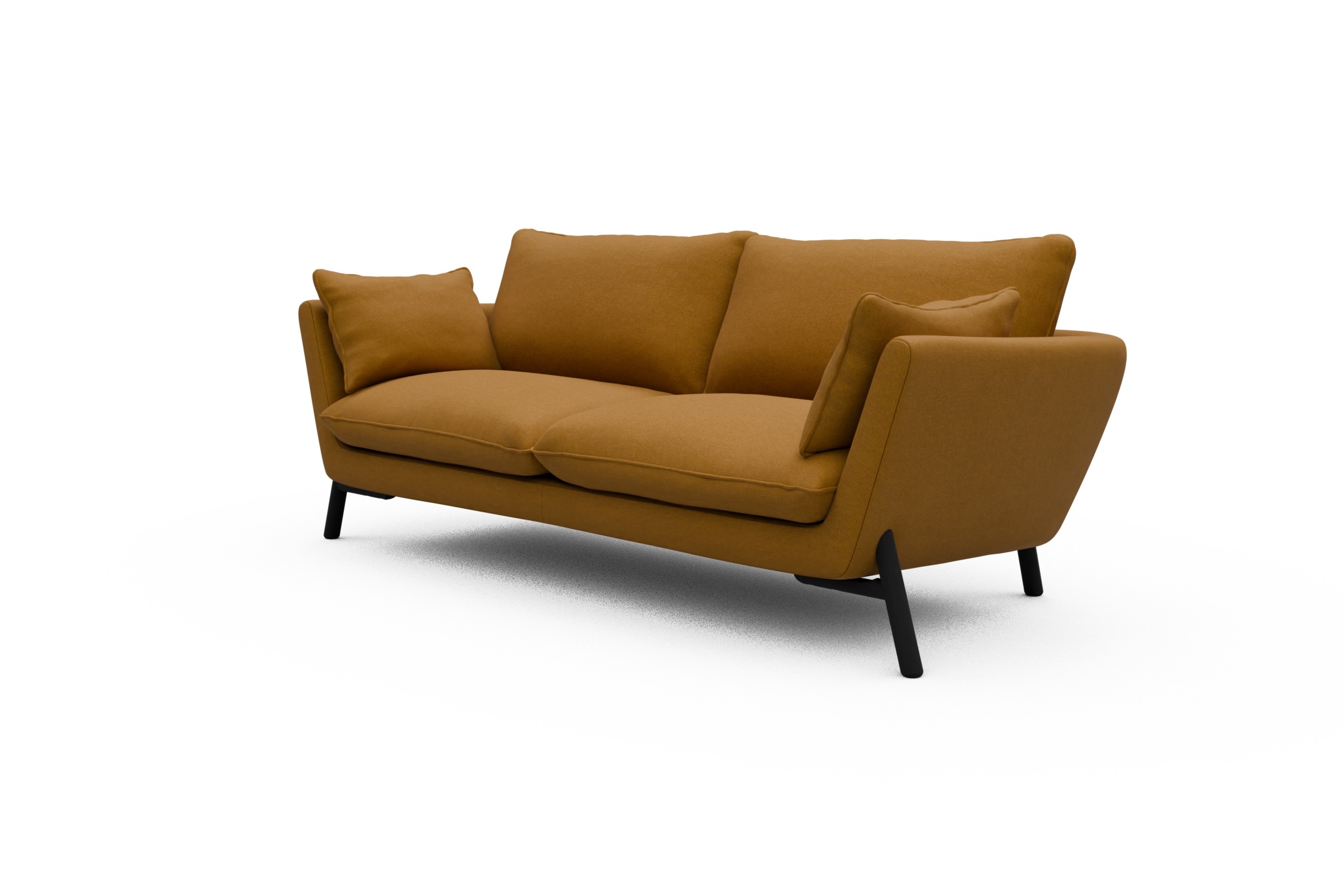 Sofa Emil 3-Sitzer Beinfarbe Eiche Schwarz Satya-Ocre