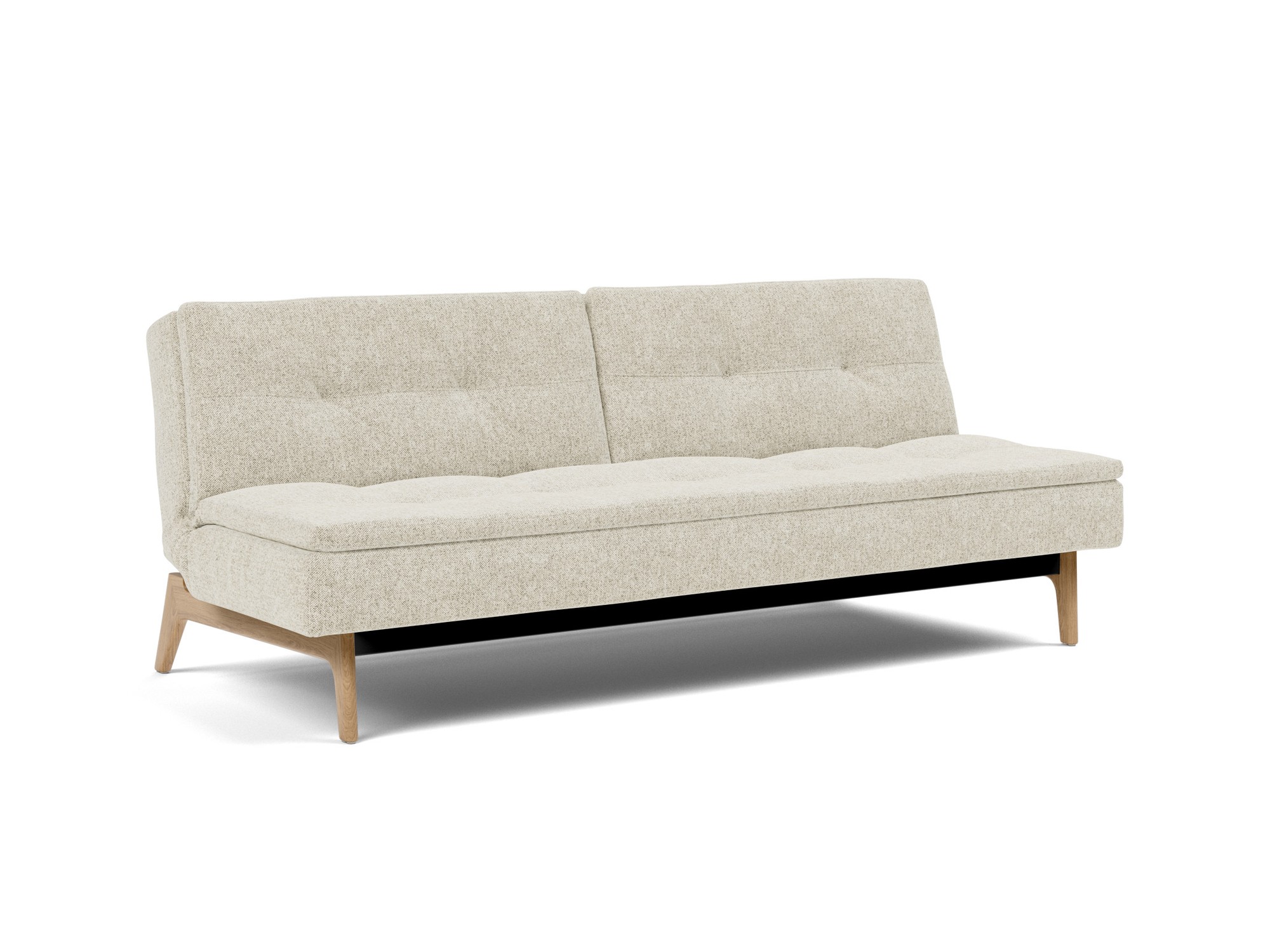 Schlafsofa Dublexo Strukturierter Stoff Taura 357-Off-White Beine Eiche