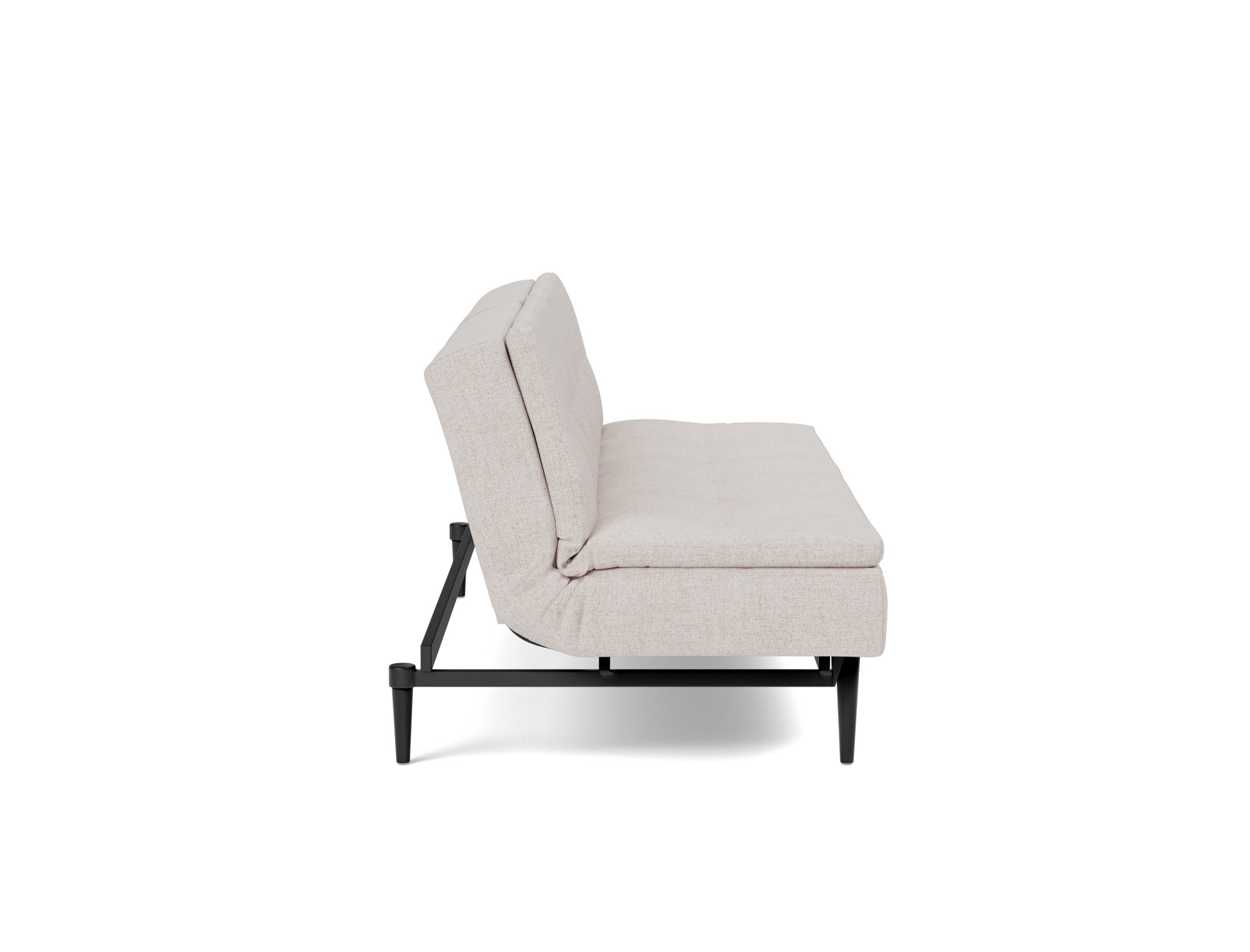 Schlafsofa Dublexo Strukturierter Stoff Weda 300-Weda-Sand Beine Styletto Eiche schwarz