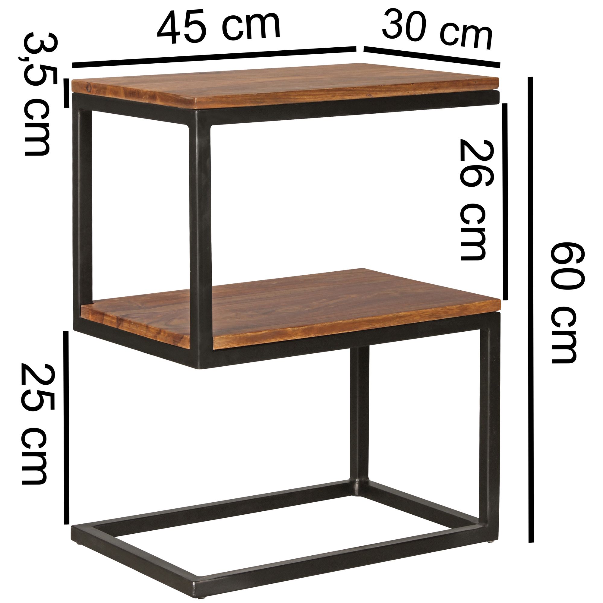 Beistelltisch Alden Massivholz Sheesham 45 × 30 × 60 cm