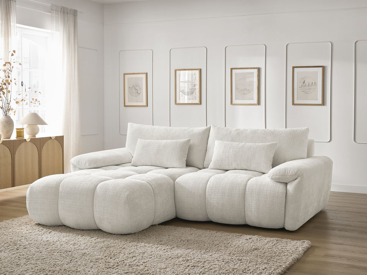 Bobochic Ivane Ecksofa Strukturstoff Weiß Ecke links