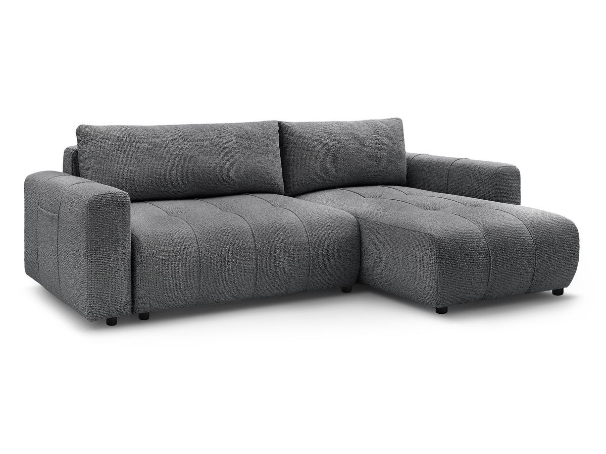 Bobochic Arsene Ecksofa mit Schlaffunktion und Bettkasten 288 × 148 cm Melange-Stoff Dunkelgrau