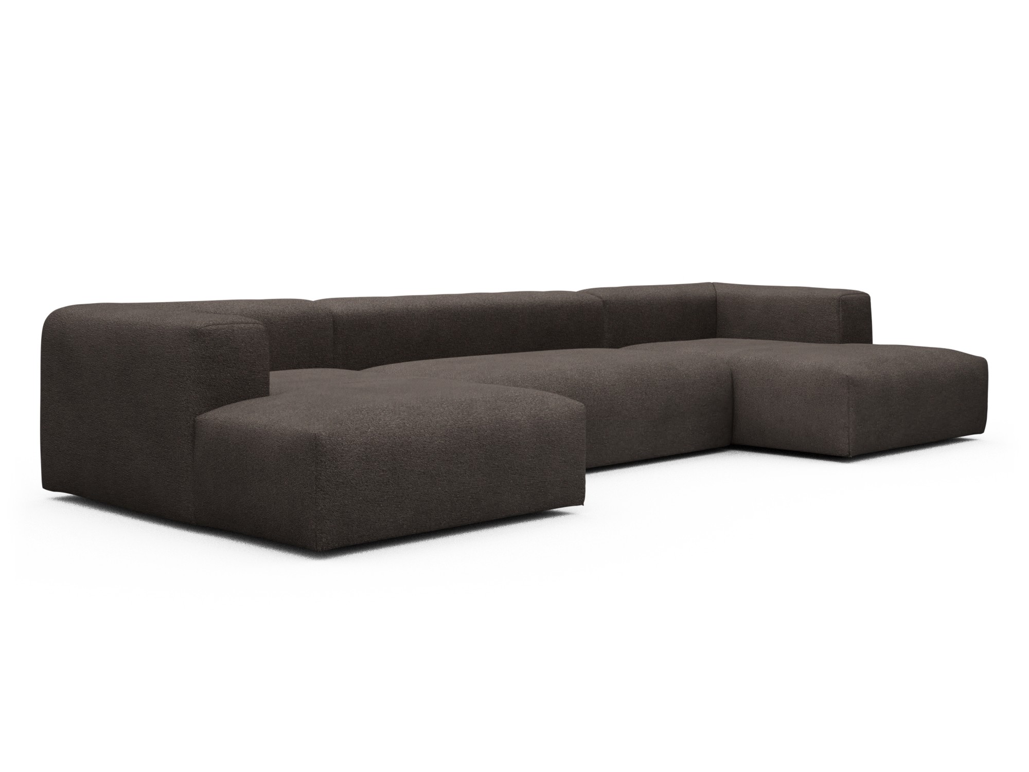 Skandi Home Wohnlandschaft Fred mit 2-Sitzer und Chaiselongue beidseitig Boucle-Taupe moebelfaktor