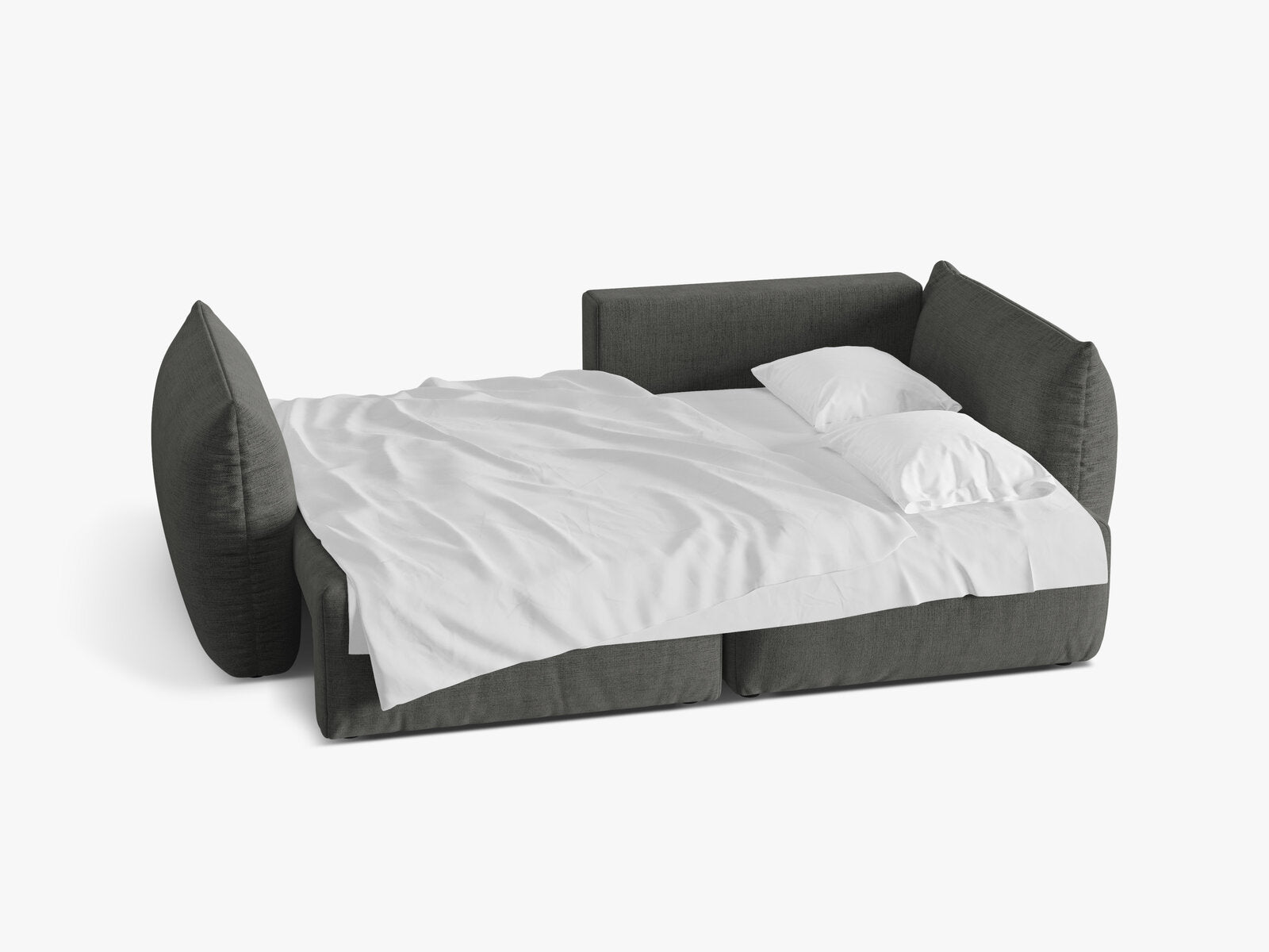 Micadoni Bloom Ecksofa 3-Sitzer mit Schlaffunktion Rechts Strukturierter Stoff Wind Dunkelgrau