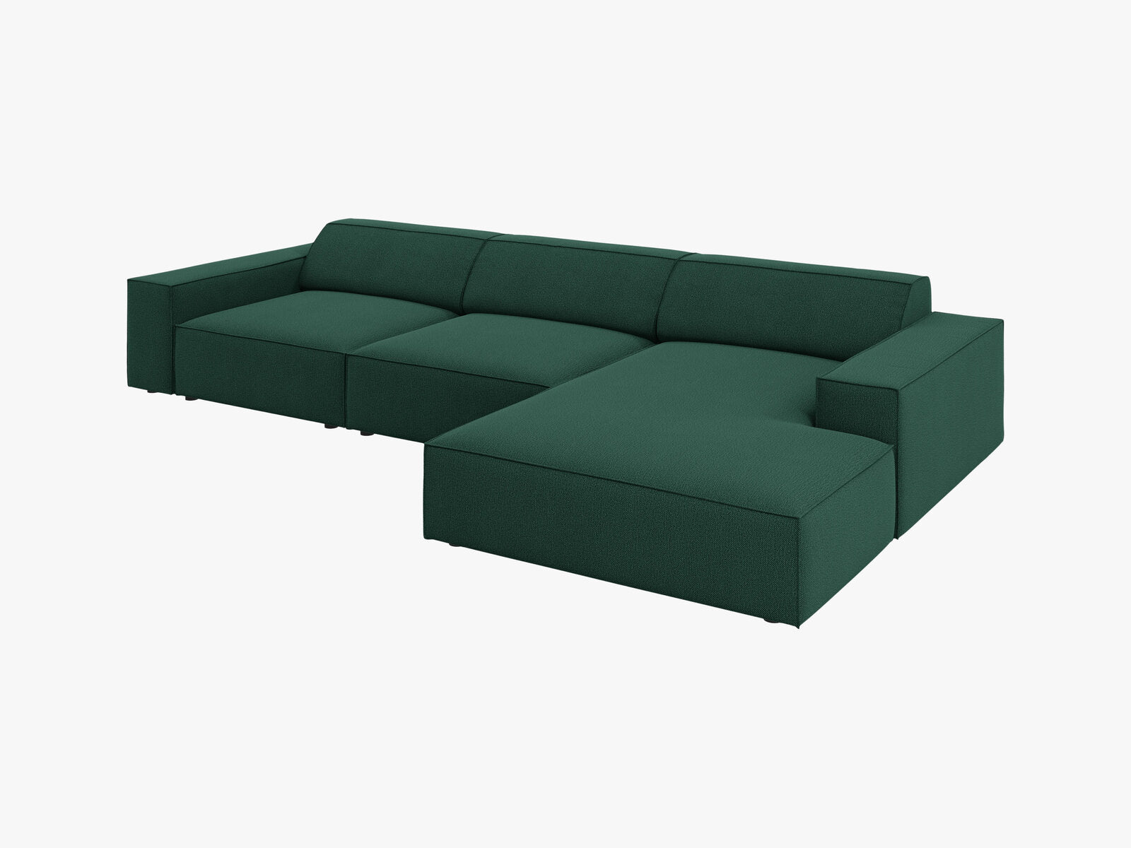 Micadoni Ecksofa Jodie 4-Sitzer Rechts Strukturierter Stoff Megan Grün