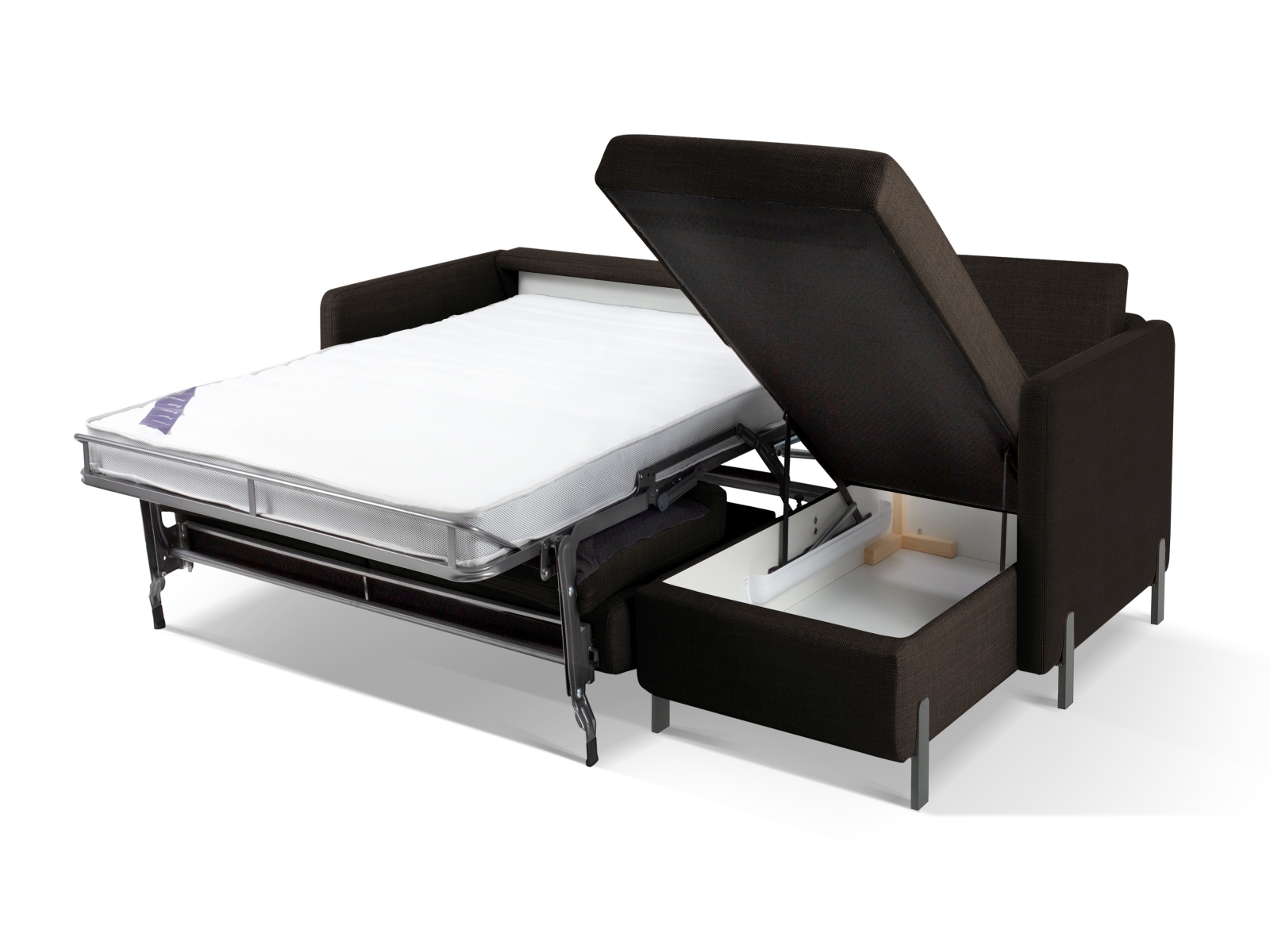 Micadoni Schlaf-Ecksofa Gloria 4-Sitzer Rechts Strukturierter Stoff Dunkelgrau 205x140