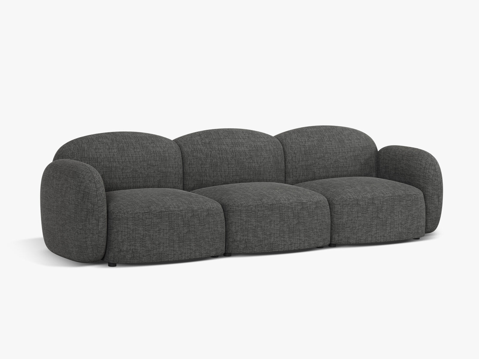 Micadoni Sofa Blair 3-Sitzer Strukturierter Stoff Baltimore Grau Melange