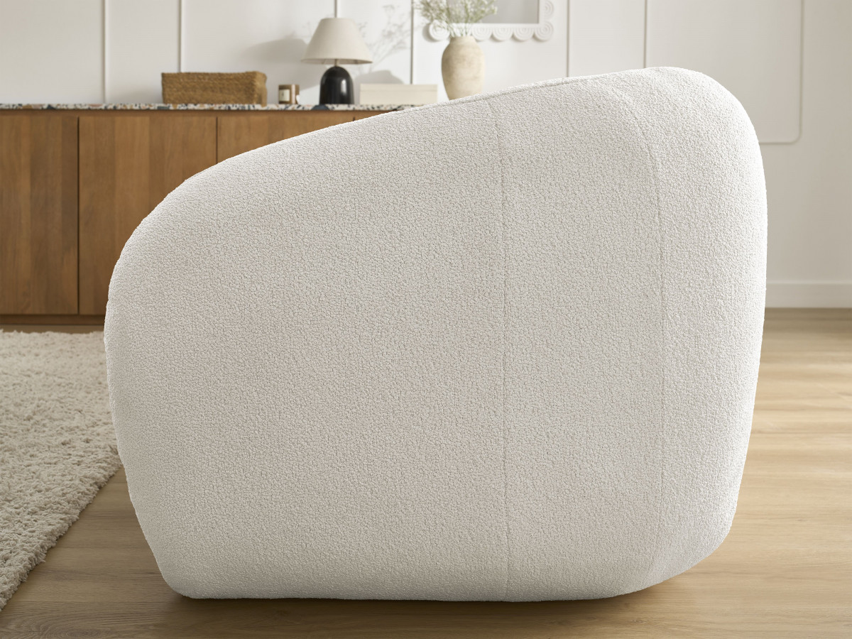 Bobochic Neyo Schlafsofa 3-Sitzer Bouclé-Stoff Weiß
