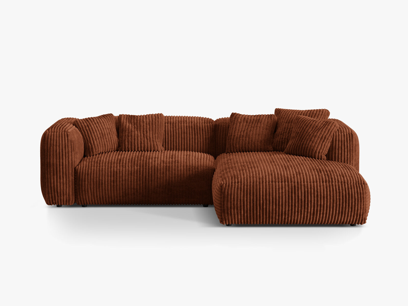 Micadoni Ecksofa Martina 2-Sitzer Rechts Kord Tilia Ziegel