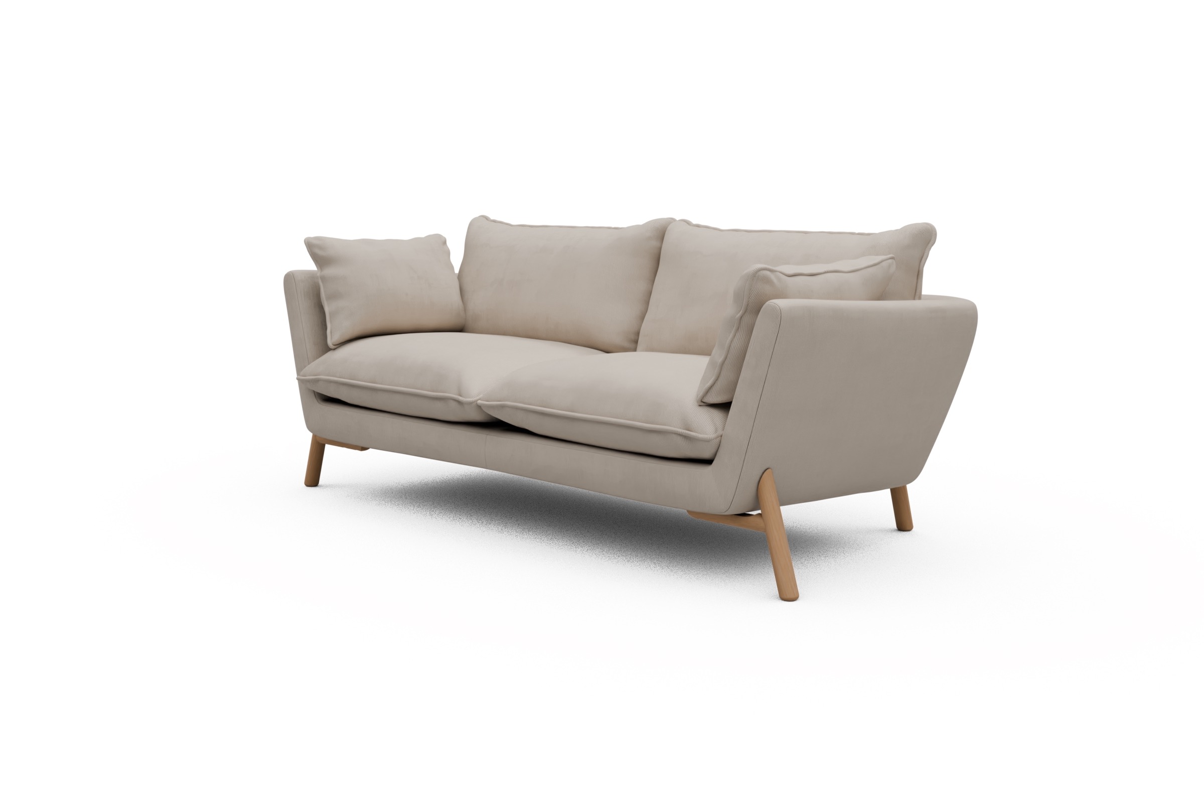 Sofa Emil PREMIUM 2-Sitzer Beinfarbe Eiche Natur Cordufine-Off-White