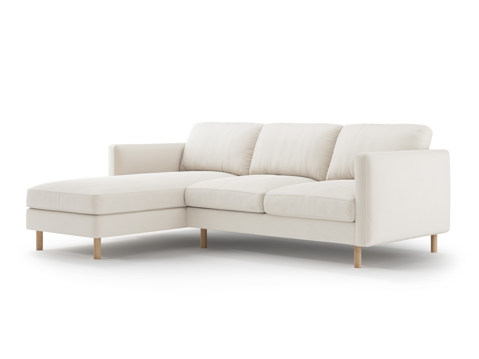 Micadoni Ecksofa Eden Groß 3-Sitzer Links Samt Beige