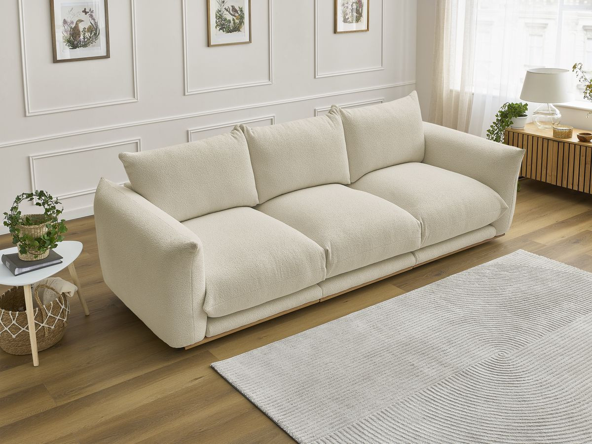 Bobochic Ernest Sofa 3-Sitzer 266 × 106 cm Bouclé-Stoff Beige