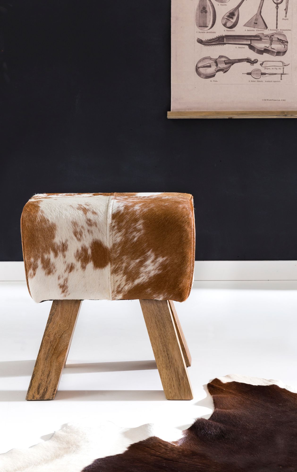 Sitzhocker Arvika Haarleder Bunt 30 × 40 × 47 cm