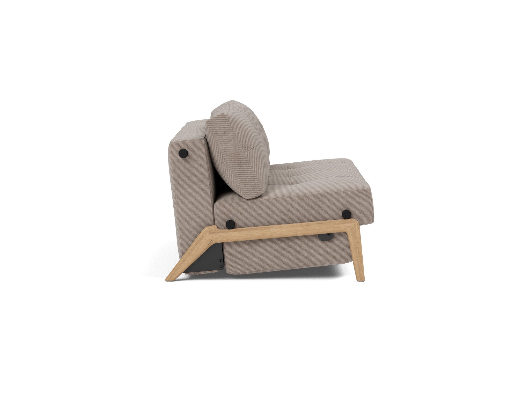 Schlafsofa Cubed 140 Kord Cordufine 318-Beige Beine Eiche
