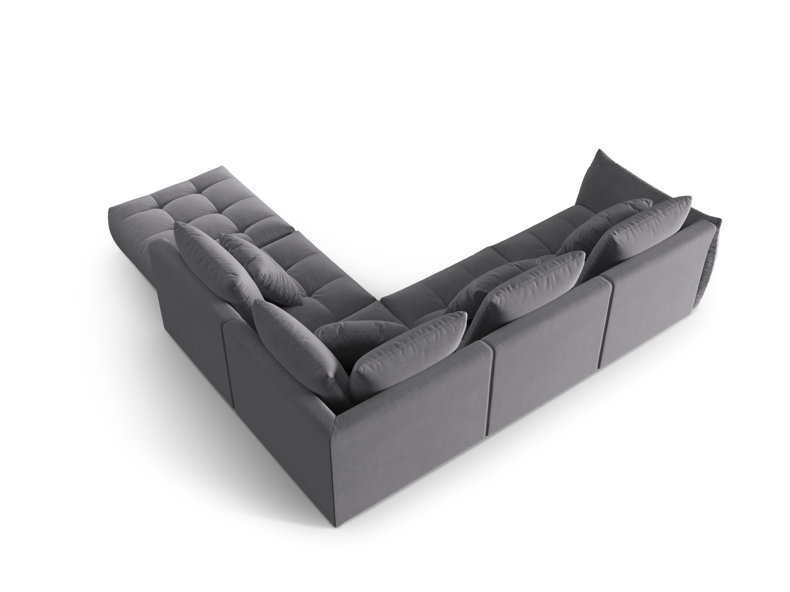 Micadoni Ecksofa Bloom 5-Sitzer Rechts Samt Dunkelgrau