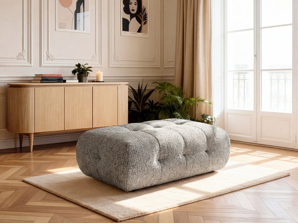 Bobochic Laura Pouf 135 × 84 cm Melange-Stoff Taupe