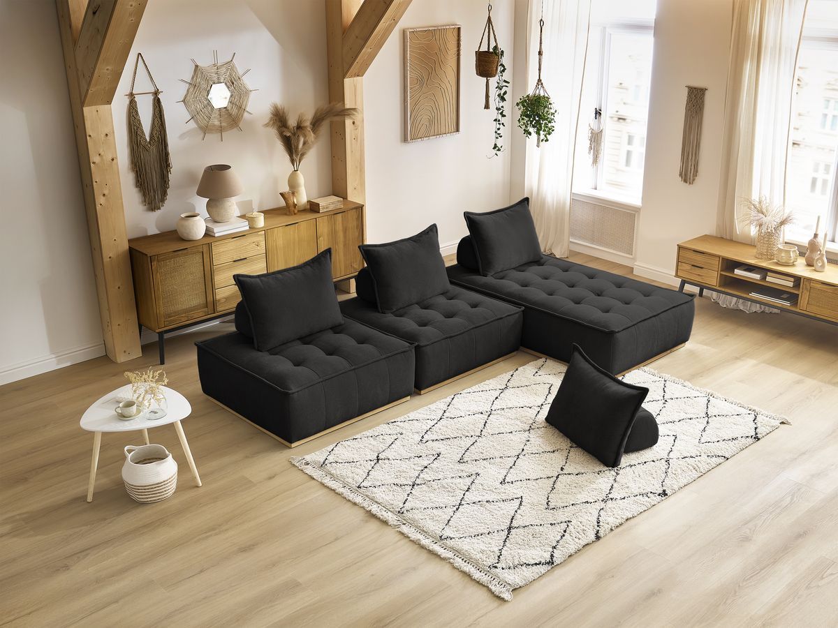 Bobochic Elisa Ecksofa Strukturstoff Schwarz