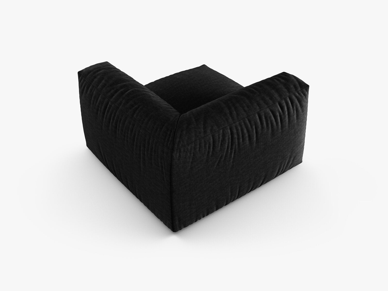 Micadoni symmetrisches Eckmodul Martina 1-Sitzer 90cm Sitztiefe Strukturierter Stoff Boston Schwarz