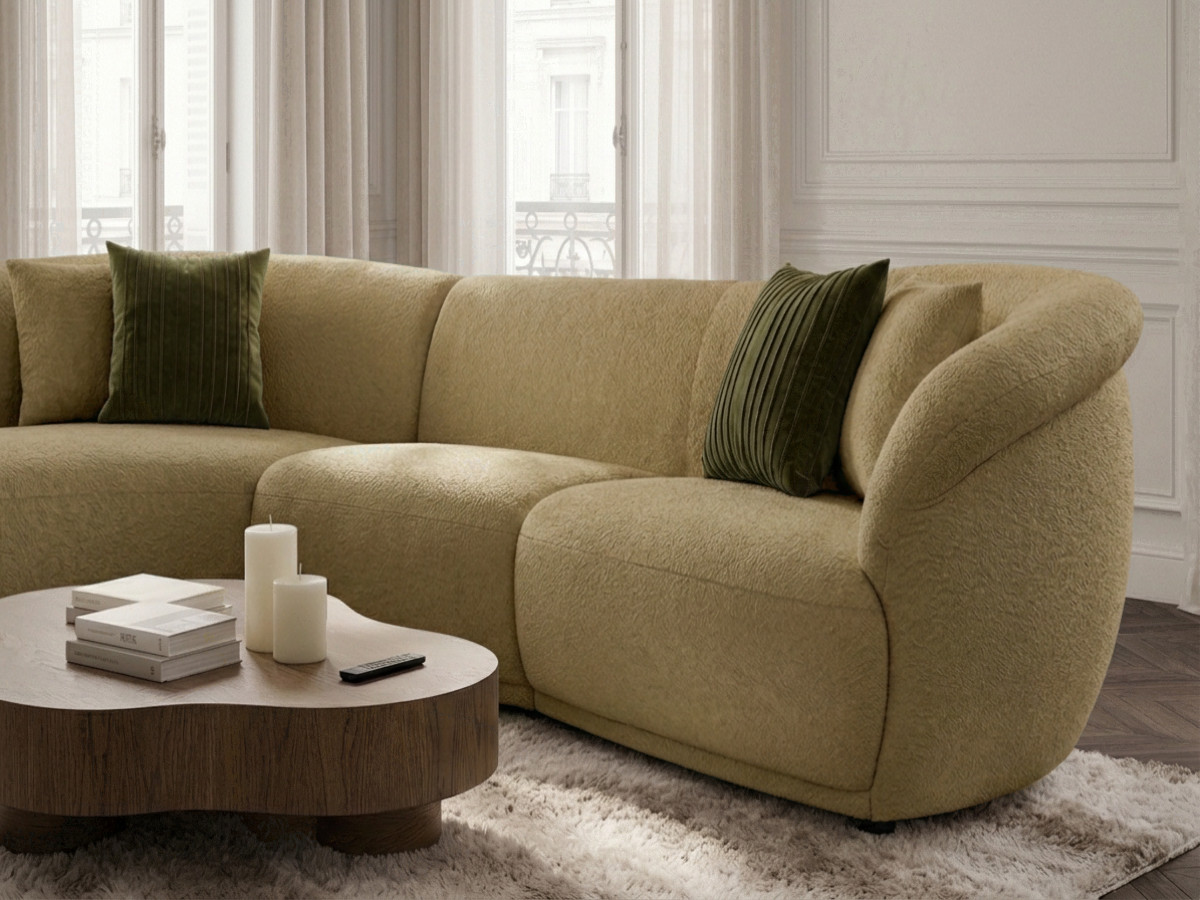 Bobochic Nora Ecksofa Chenille Hellbraun Ecke links