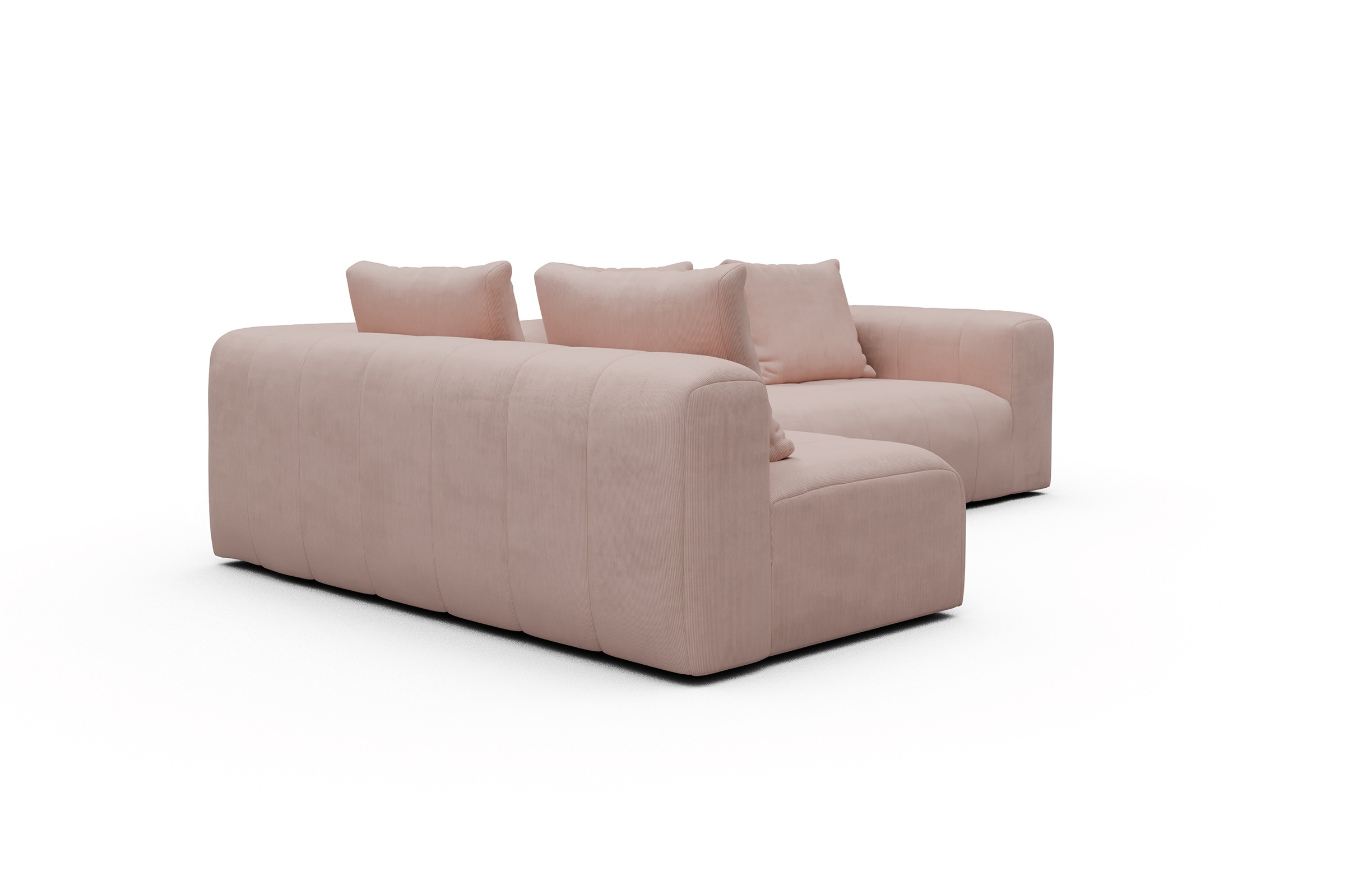 Ecksofa Hugo 2x 2,5-Sitzer Armlehne rechts Cordufine-Blush