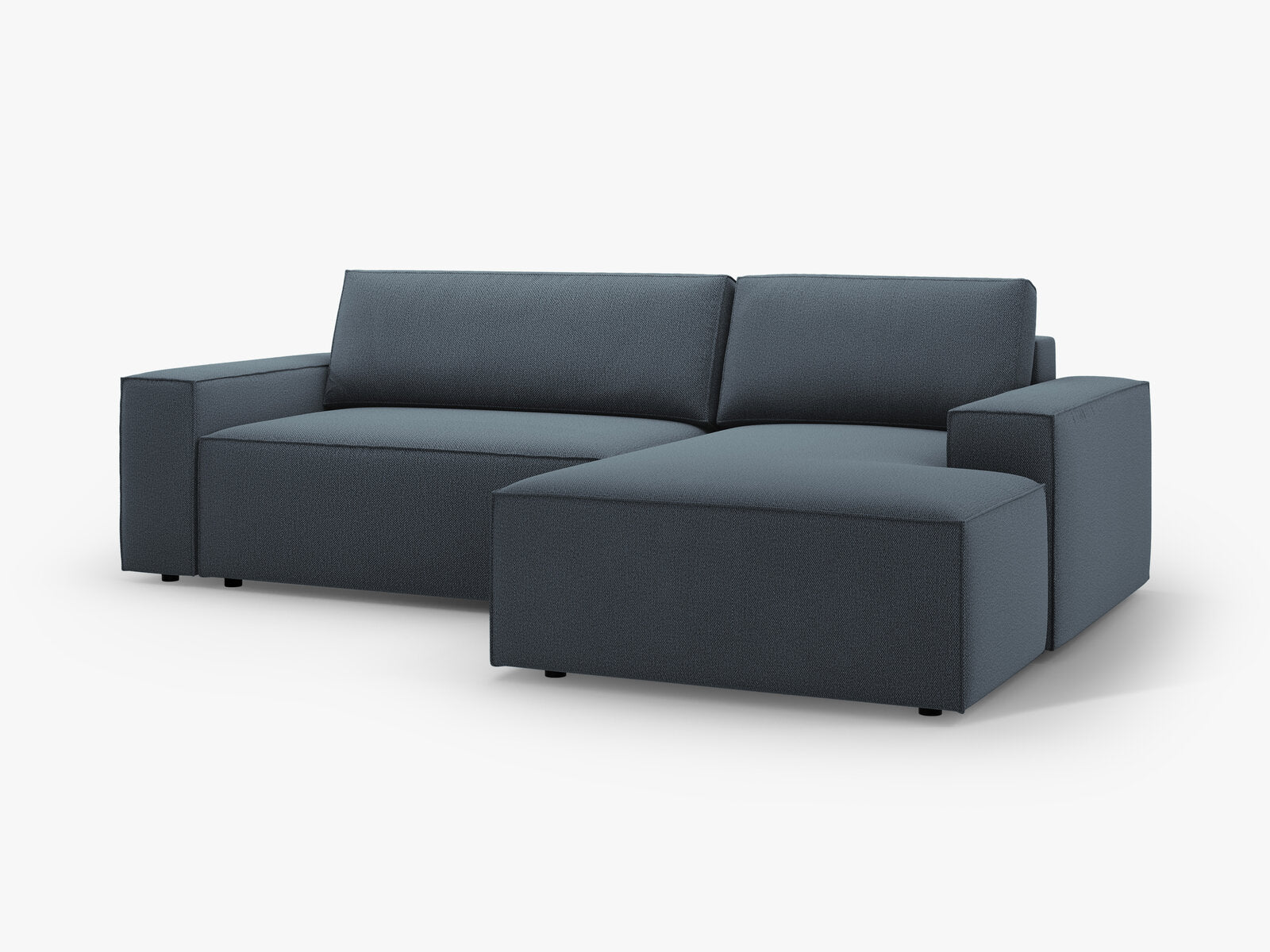 Micadoni Schlaf-Ecksofa Jodie 3-Sitzer Rechts Strukturierter Stoff Blau