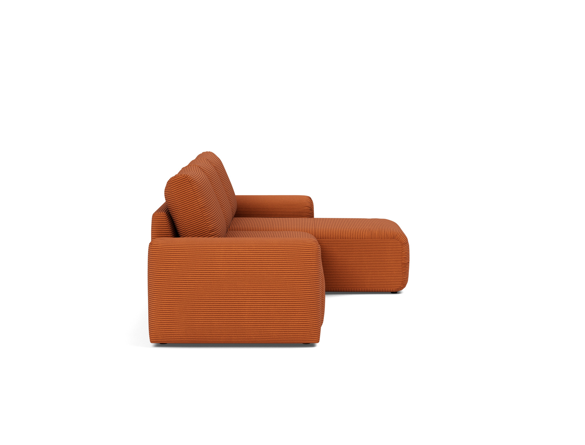 Schlafsofa Norum mit Chaiselongue und Chunky-Armlehnen Kord Corduroy 595-Burnt-Orange