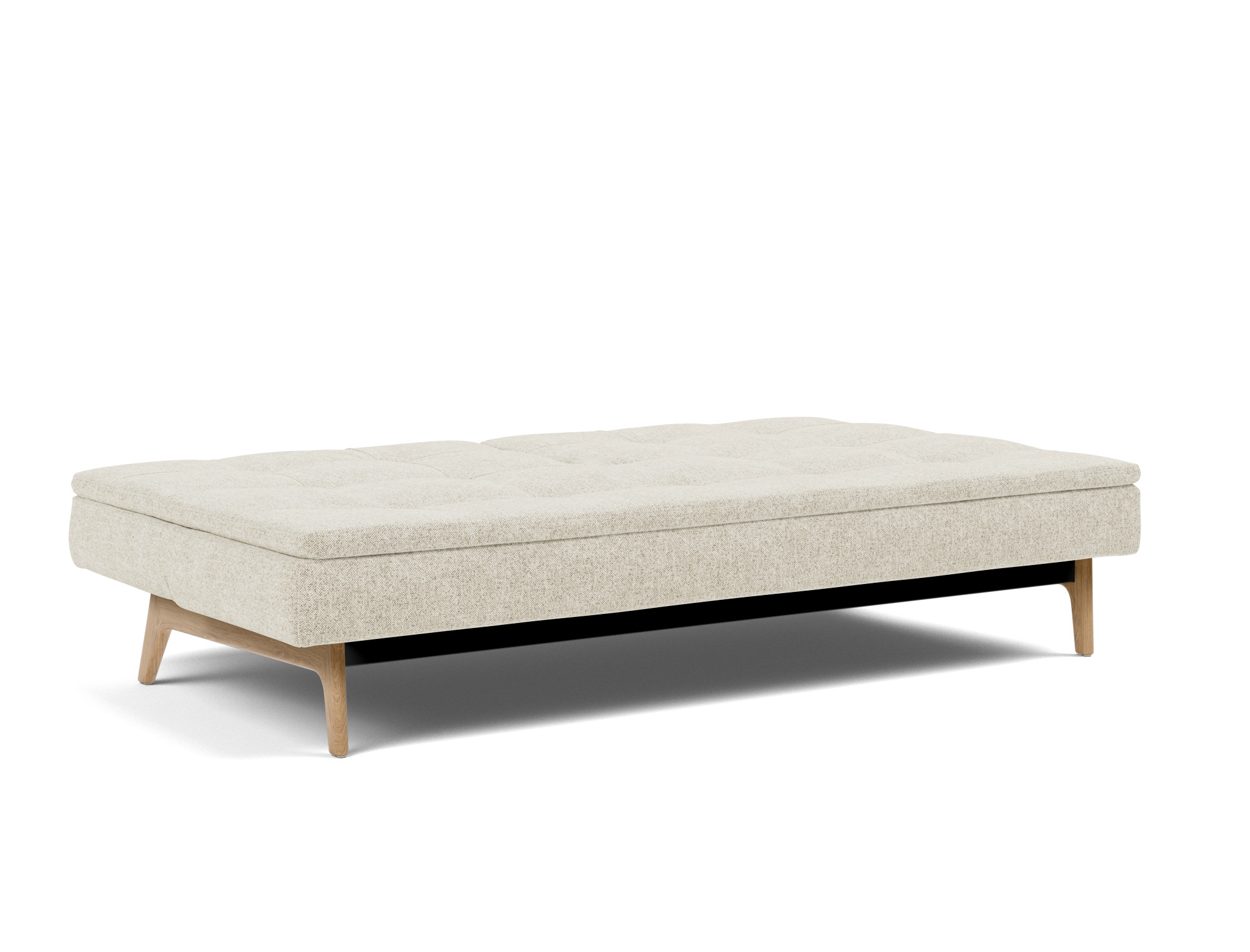 Schlafsofa Dublexo Strukturierter Stoff Taura 357-Off-White Beine Eiche